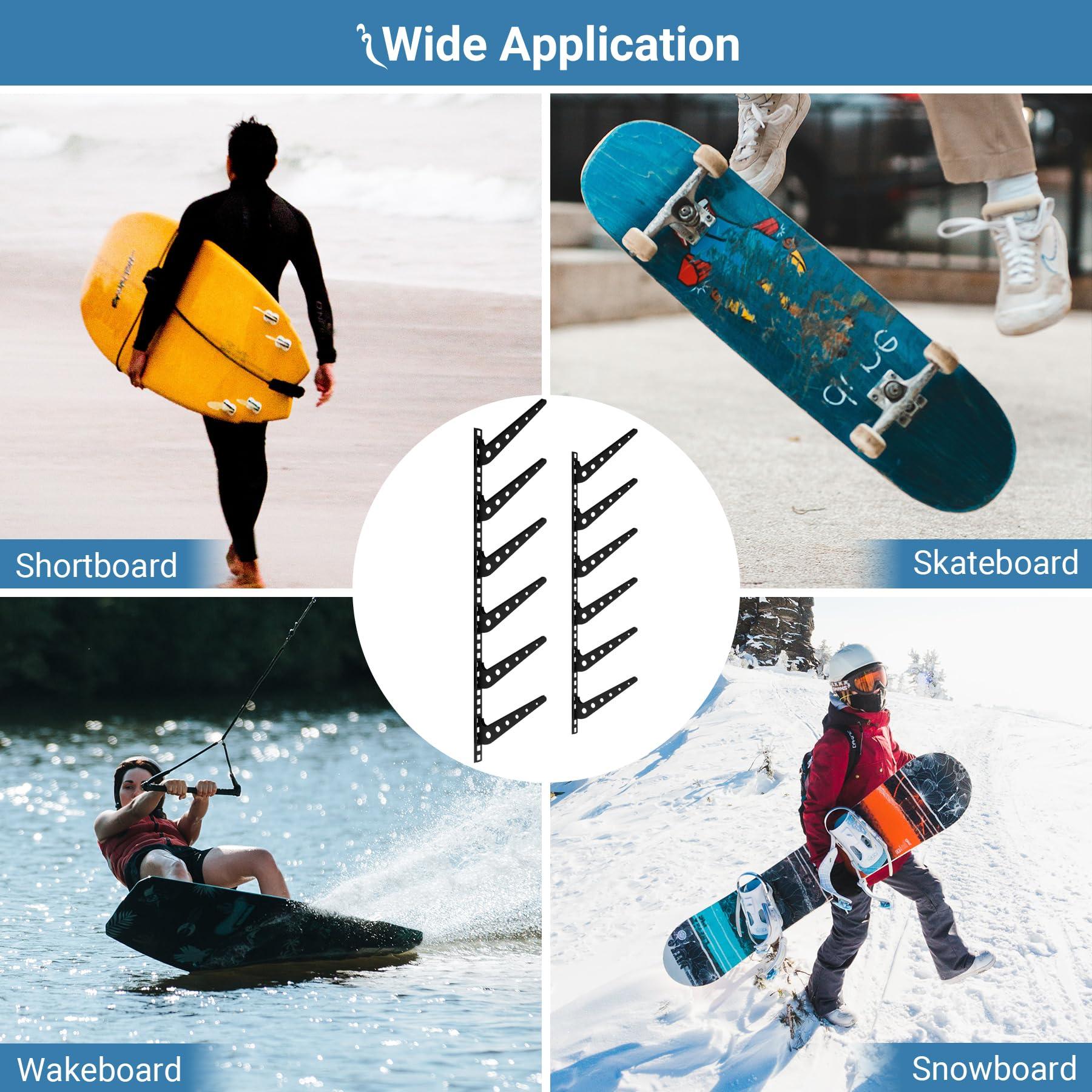 Neorexon Neorexon Adjustable Surfboard Rack, 6 Board Surfboard Wall Mount Display, Metal Surfboard Wall Hanger, Surfboard Wall Rack Horizontal for Surfboard, Wakeboard, Snowboard Storage in Home or Garage