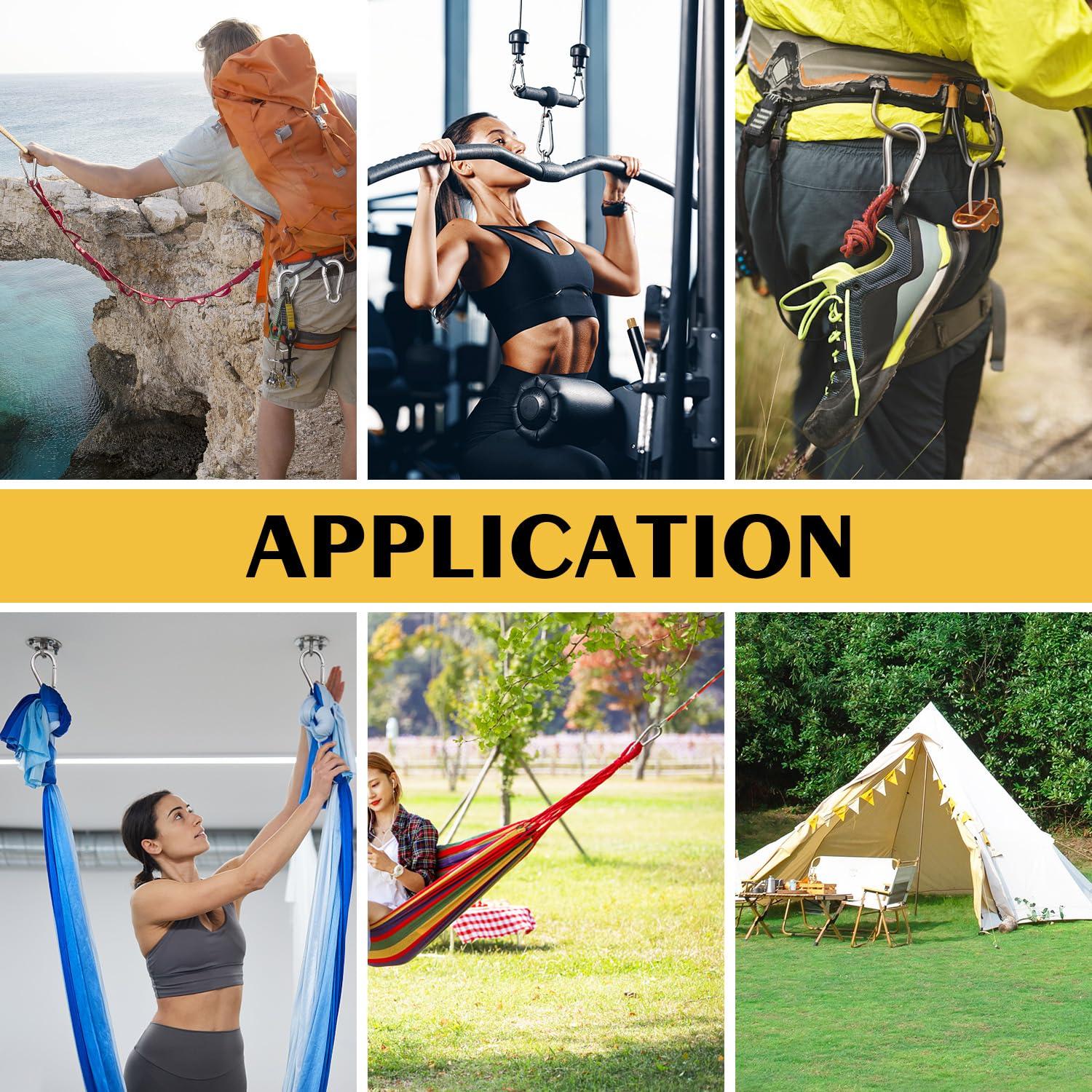 ThreeLeaves ThreeLeaves 2.75 Inch Stainless Steel Carabiners for Camping. Bulk Carabiner Clips Small. Stainless Steel Spring Snaps Hooks for Camping. (25 Pack)