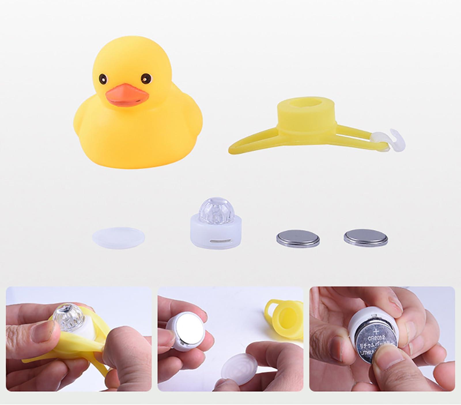 Omeet 2 Pack - Lovely Yellow Duck Bike Bell, Kids Bike Horn, Rubber Yellow Duck Bicycle Accessories with LED Light and Propeller - for Kids Toddler Children Adults Sport Outdoor