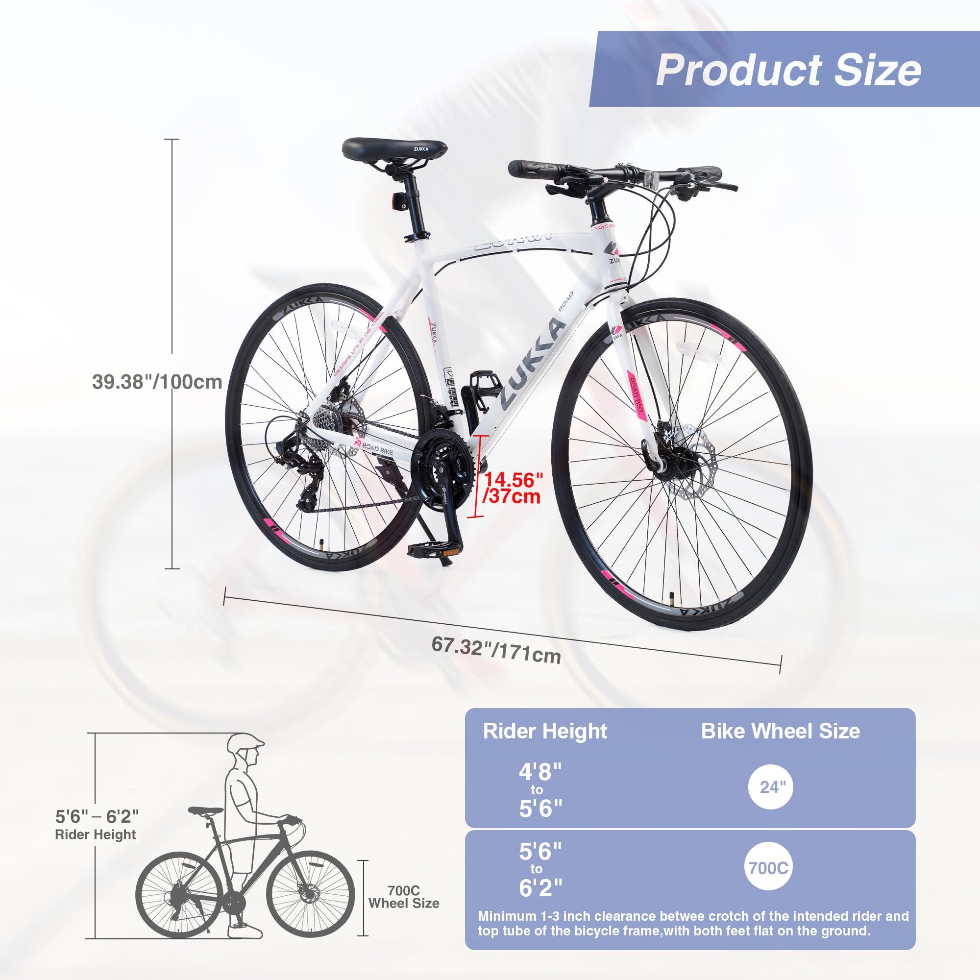 WEEROCK WEEROCK 700C Hybrid Bike, Shimano 24 Speeds 3 x 8,Flat Bar, Aluminium Alloy Frame,Disc Brake,Racing Bicycle,Commuter Bike for Adult, Men,Women Junior Senior,White