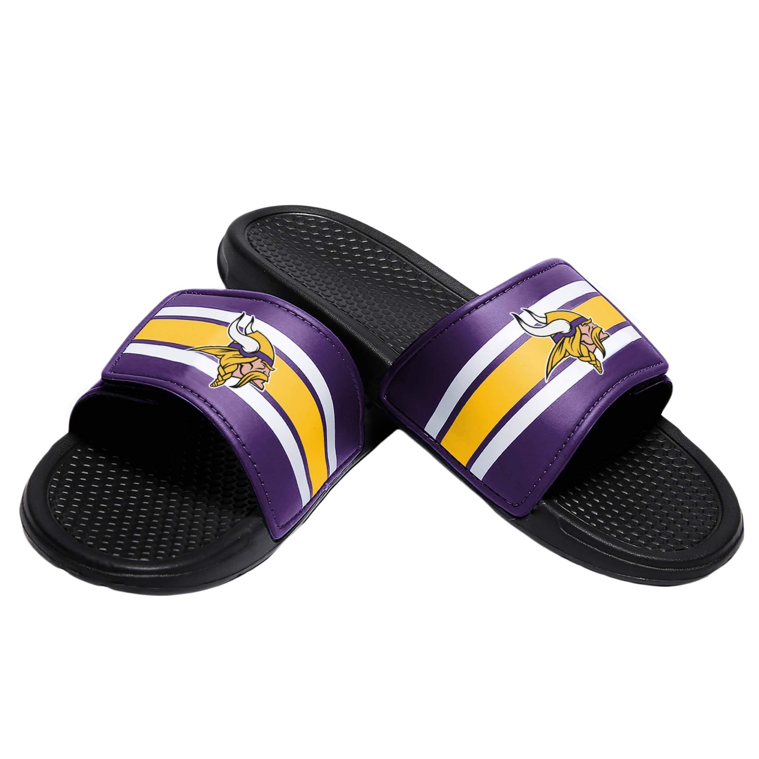 FOCO FOCO Minnesota Vikings NFL Mens Stripe Mens Legacy Sport Slide - M