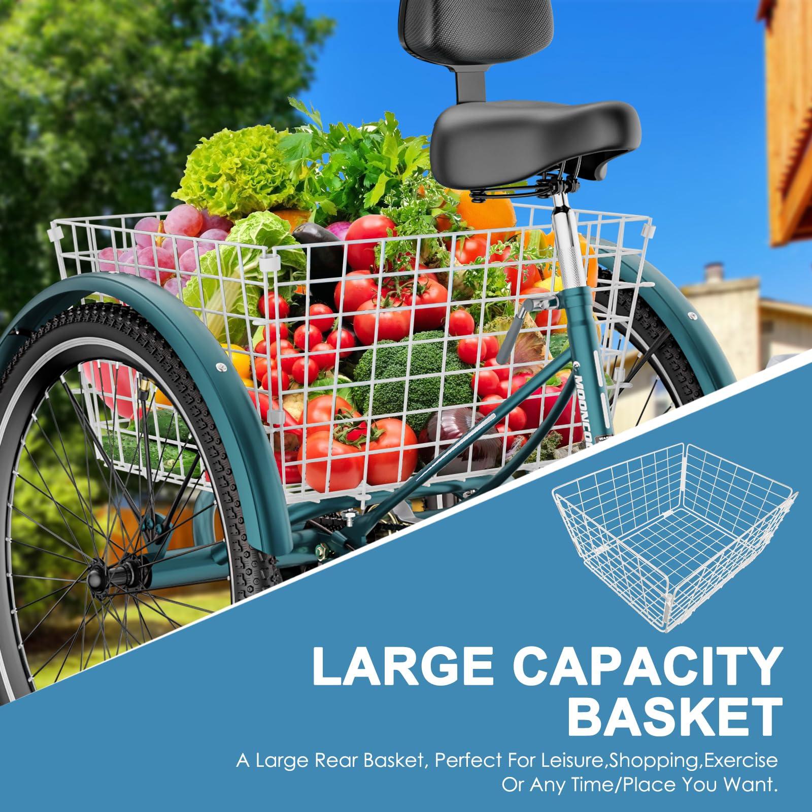 LILYPELLE LILYPELLE Adult Tricycles 7 Speed, 3 Wheel Bikes Adult Trikes 20/24/26 inch, Three-Wheeled Bicycles Cruise Trike with Shopping Basket for Seniors, Women, Men