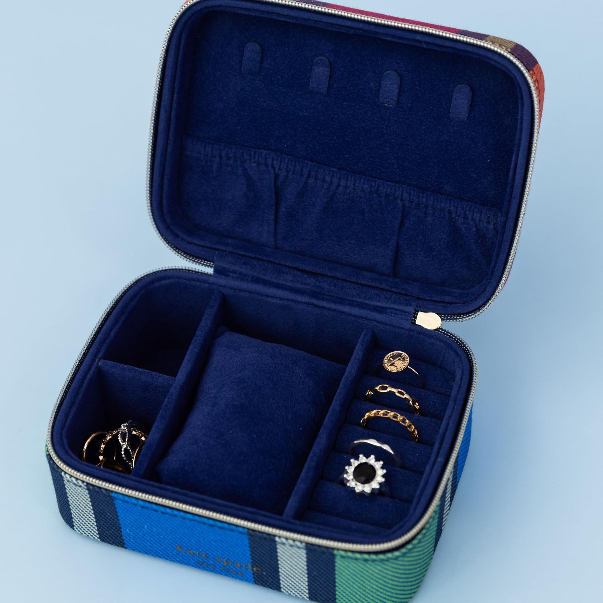 kate spade new york kate spade new york Black Travel Jewelry Case, Small Jewelry Box to Organize Rings, Necklaces, Earrings, Grand Plaid Duo