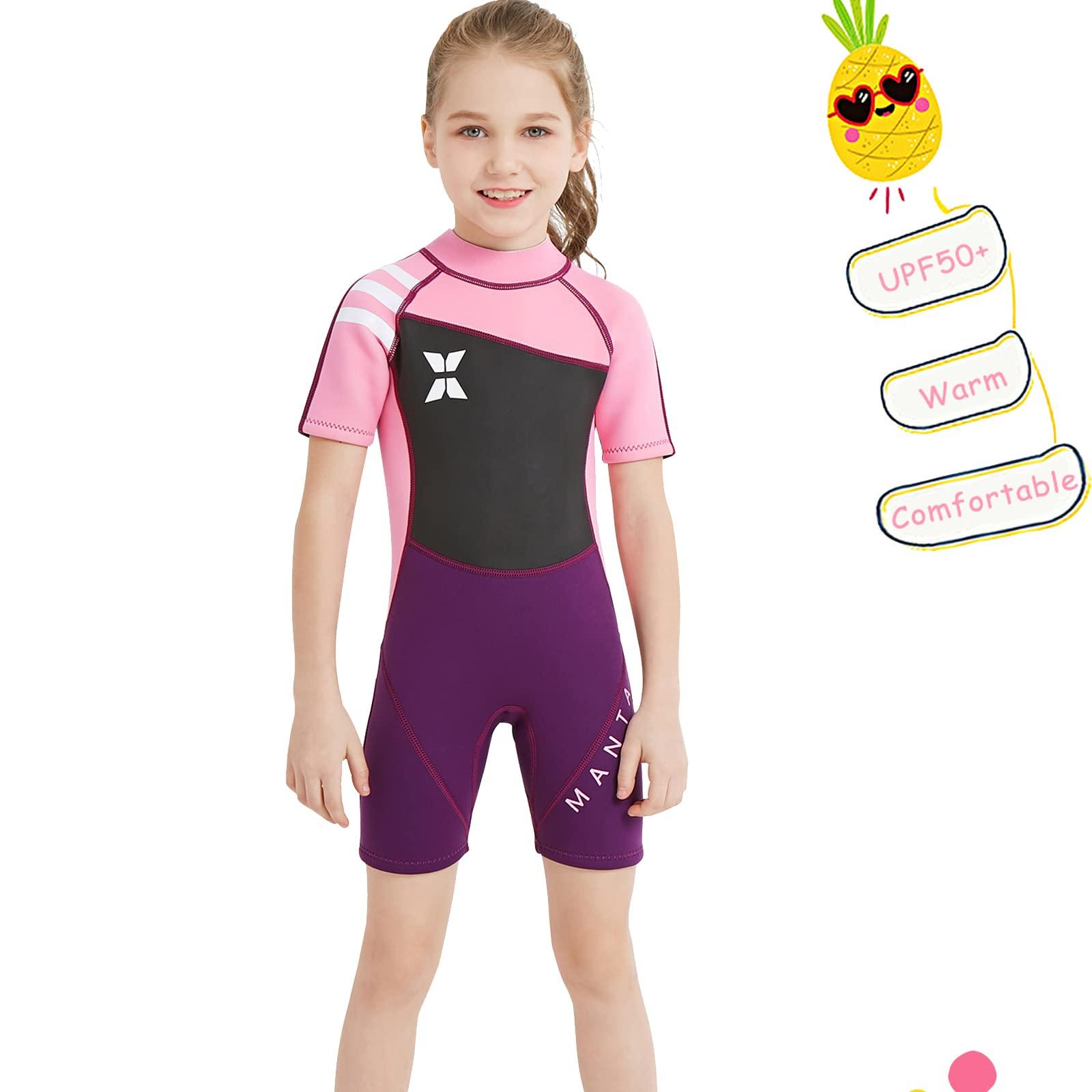 NATYFLY NATYFLY Kids Wetsuit, 2.5mm Neoprene Thermal Swimsuit, Shorty Wetsuit for Girls Boys and Toddler, Short Sleeve Kids Wet Suits for Swimming