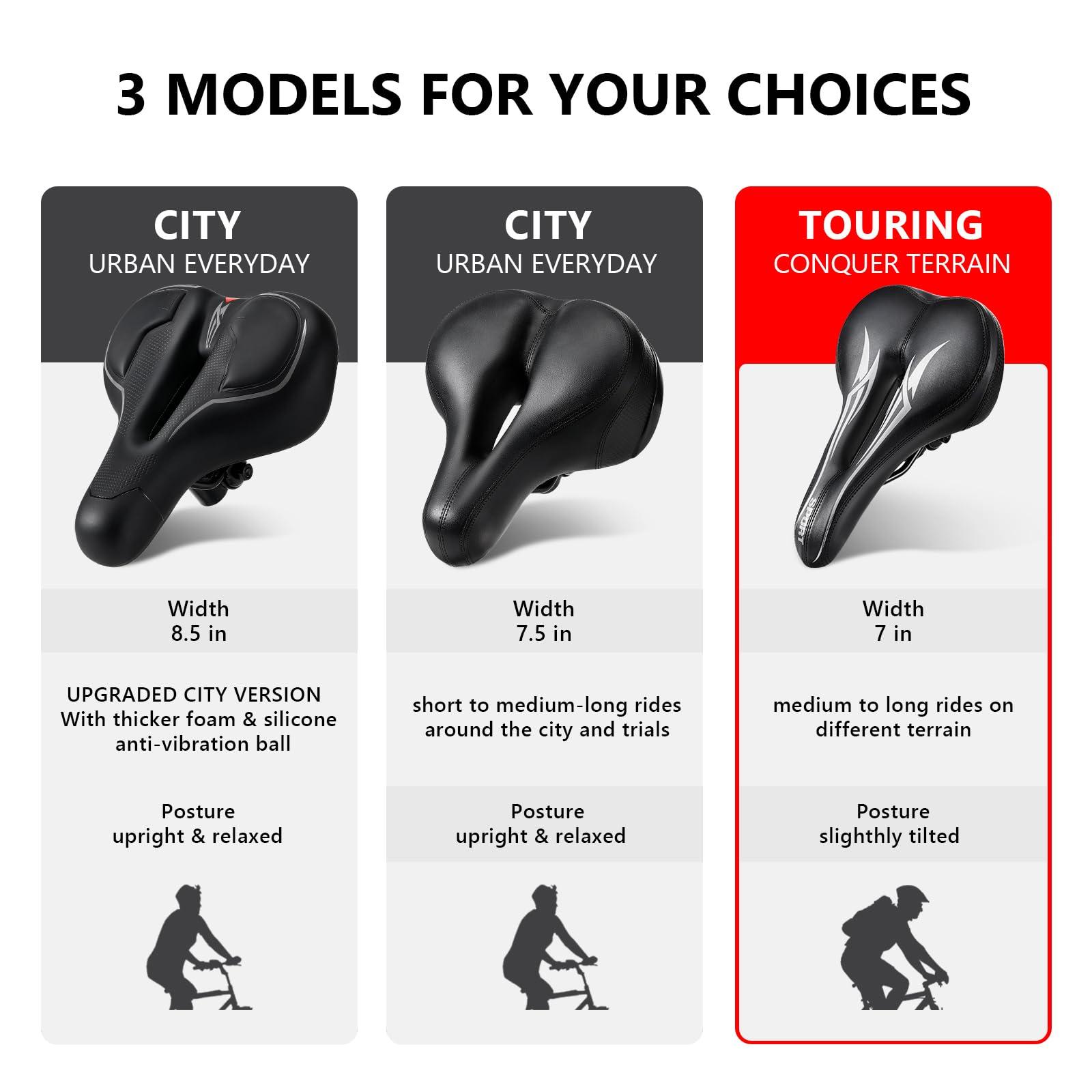 IPOW IPOW Comfort Bike Seat for Women or Men, Bicycle Saddle Replacement Padded Soft High Density Memory Foam with Dual Shock Absorbing Rubber Balls Suspension Universal Fit for Indoor/Outdoor Bikes