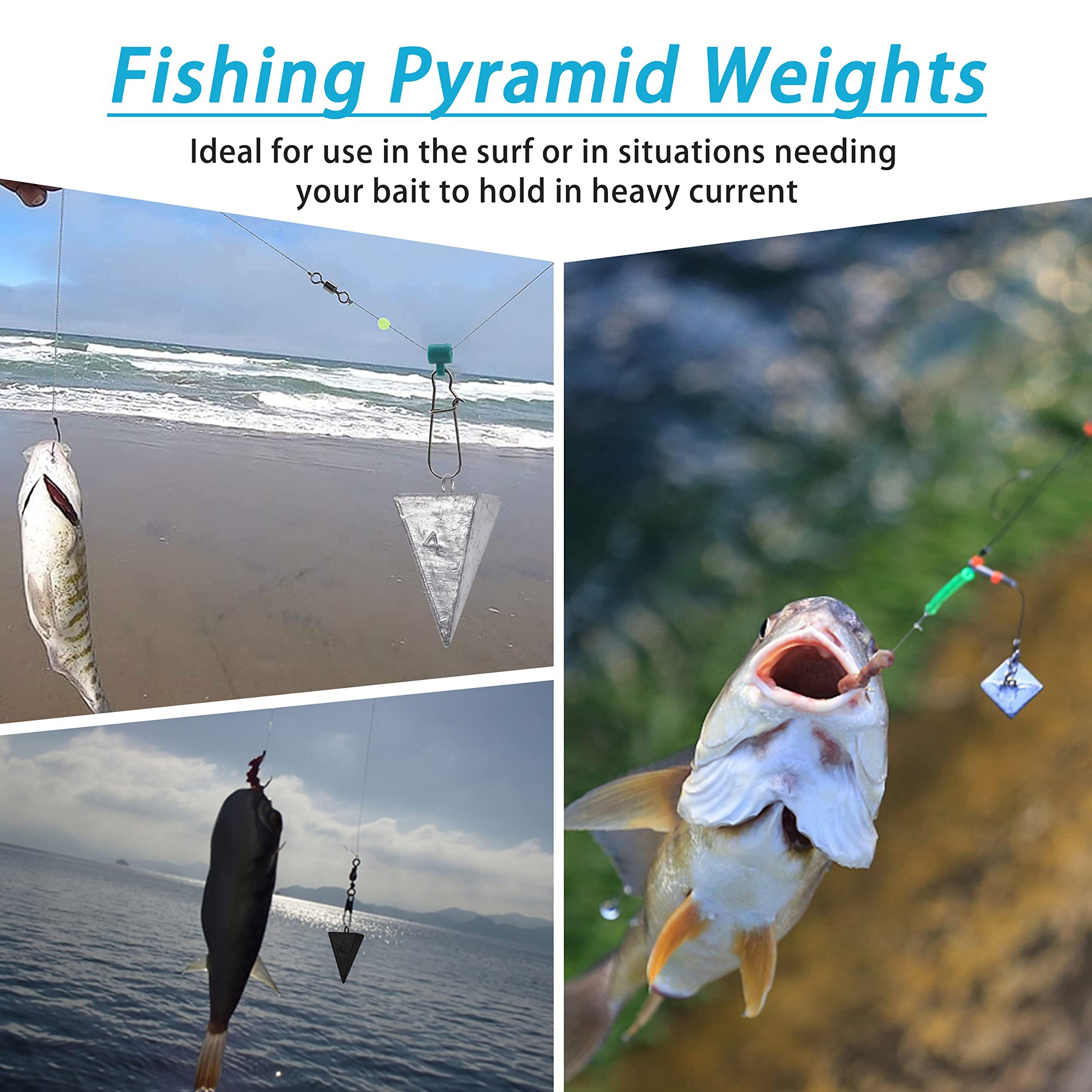 AGOOL Pyramid Sinkers Fishing Weights Surf Fishing Weights Sinkers Ocean Saltwater Pyramid Weight Fishing Sinkers Fishing Gear Tackle 1oz 2oz 3oz 4oz 5oz 6oz 8oz