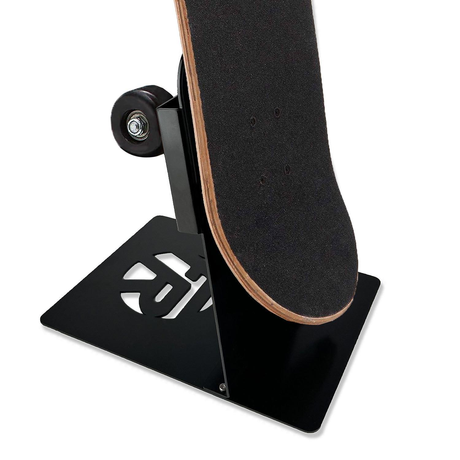 FEYRUN FEYRUN Portable Skateboard Floor Stand, Dual View Storage and Display for Skateboard (Black)