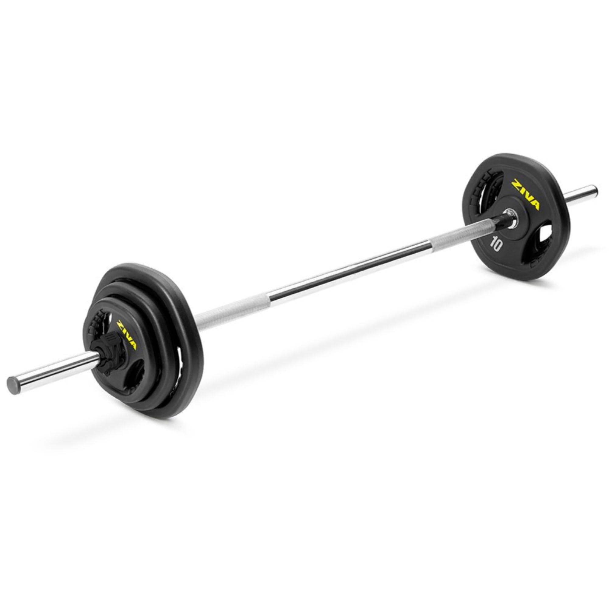 ZIVA ZIVA RPU Adjustable Studio Barbell Weight Set - 6 RPU Weight Discs, 1-pc Knurled Barbell (1.18\"D), 2 x Collars | Bar Fits 1.25\" Plates Only | 40 pounds
