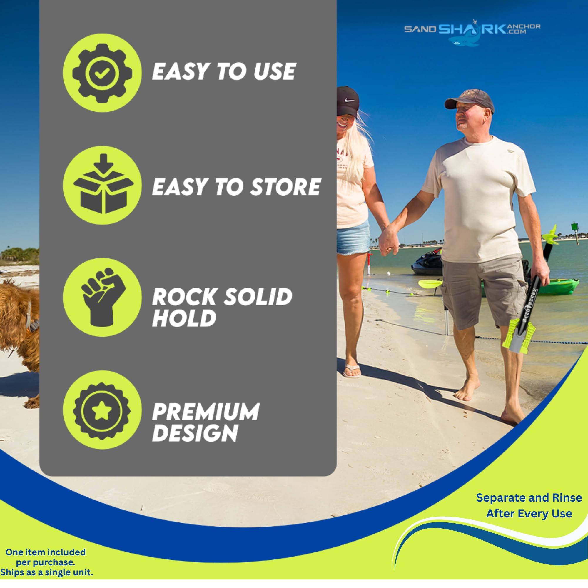 SAND SHARK SANDSHARKANCHOR.COM SandShark Supersport 2.0 Boat Anchor - Shallow Water Anchor Pole - Great Jet Ski Anchor, PWC Anchor, Pontoon Boat Accessories for Beach and Sandbar - Adjusts 29\"-48\" w/Case