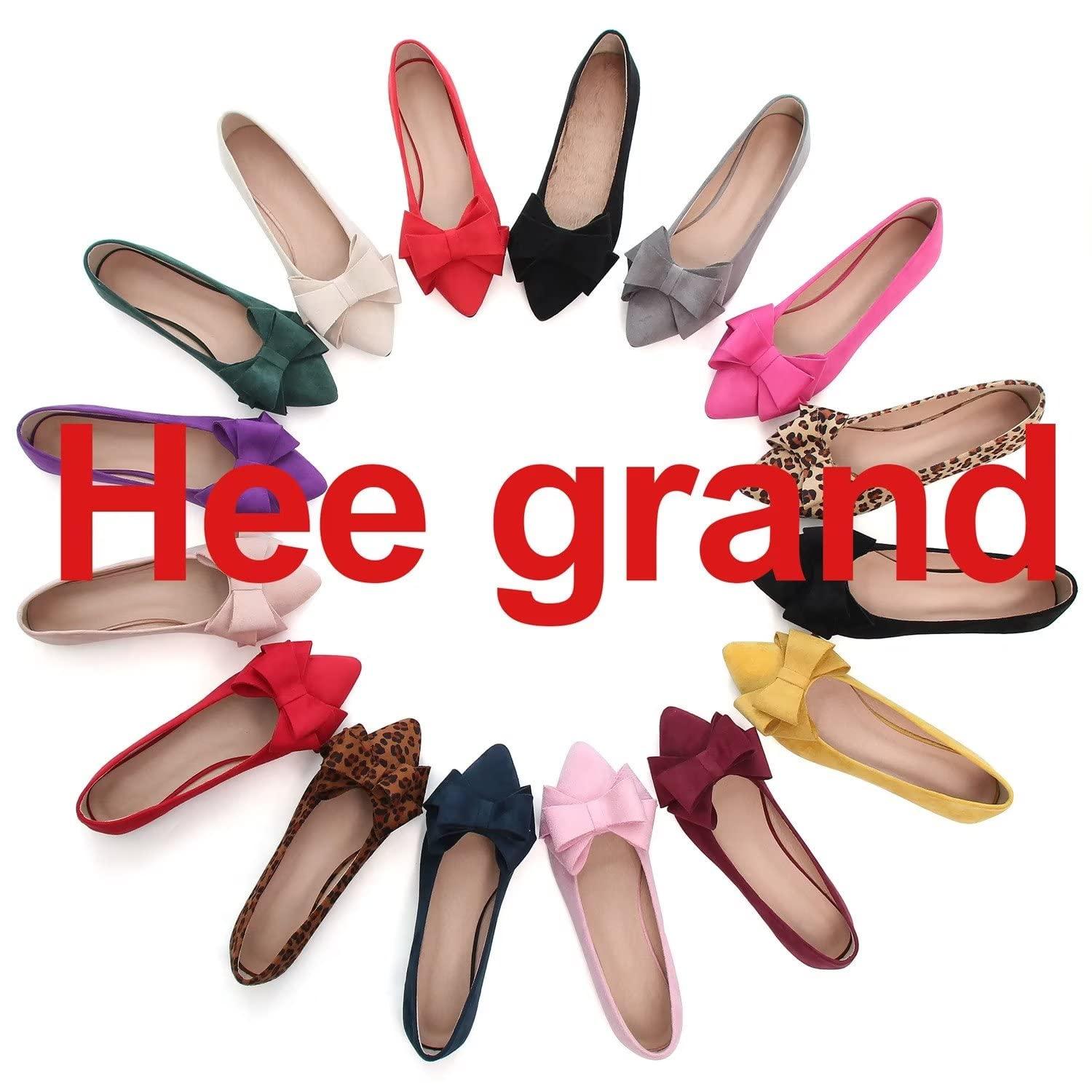 Hee grand Hee grand Cute Bow-Knot Pointed Toe Ballet Flats for Women Comfort Work Shoes Suede Dress Shoes Casual Slip on Loafers,Red 10.5