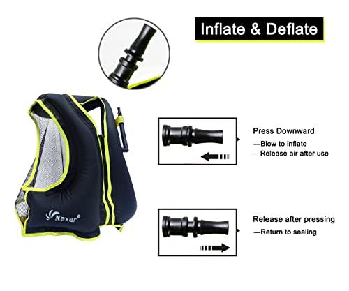 NAXER NAXER Inflatable Buoyancy Jackets Vests for Adults Kayak Kayaking Suit 90-200 lbs Easy Snorkeling Swimming Boating Paddleboarding Water Sports