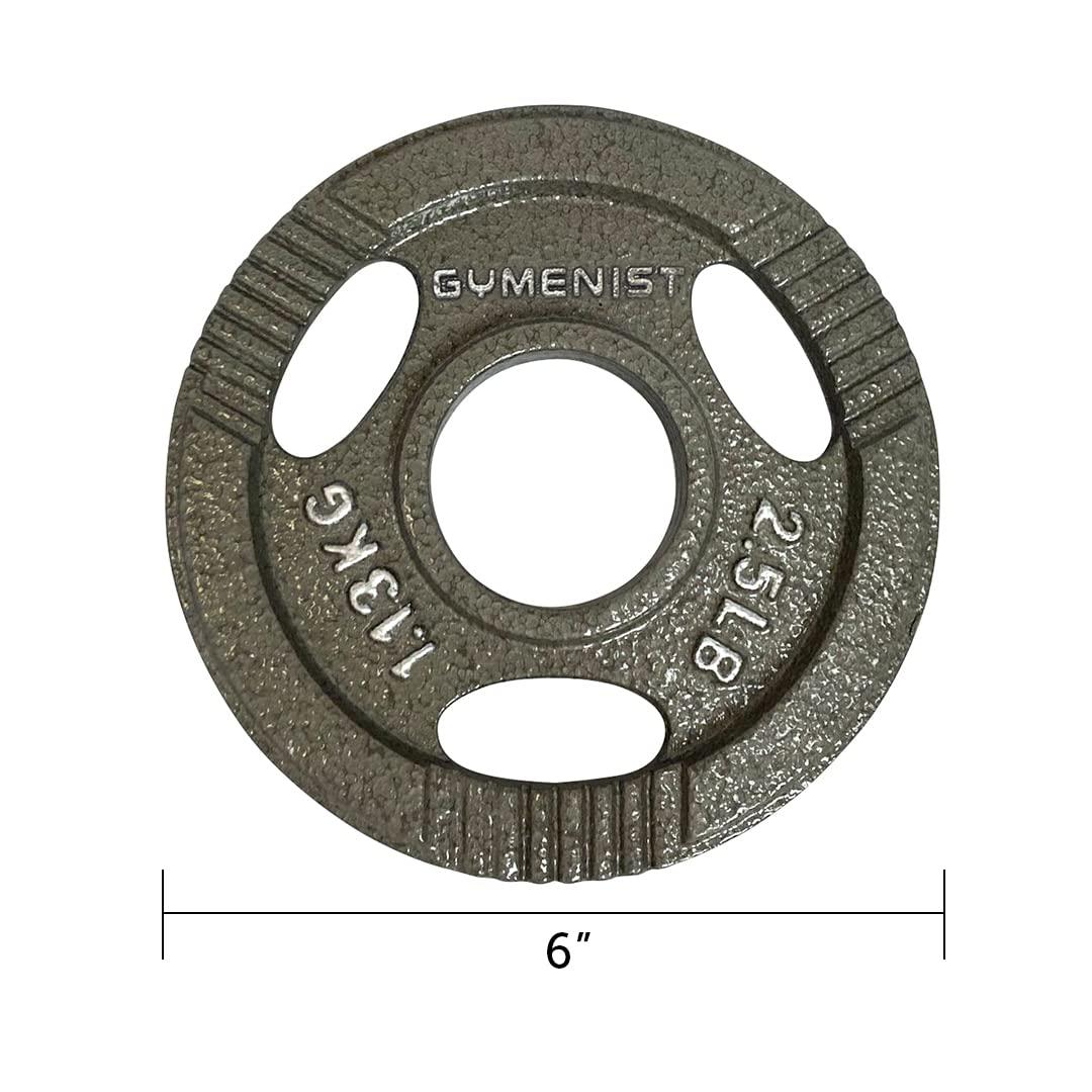 GYMENIST GYMENIST Premium Olympic Rubber Coated Metal Weight Plates for Men and Women Durable Non Slip Grip and Long-Lasting Weights Plate Gym Sets for Home and Commercial Use (2.5 Lb - Single, Metal)