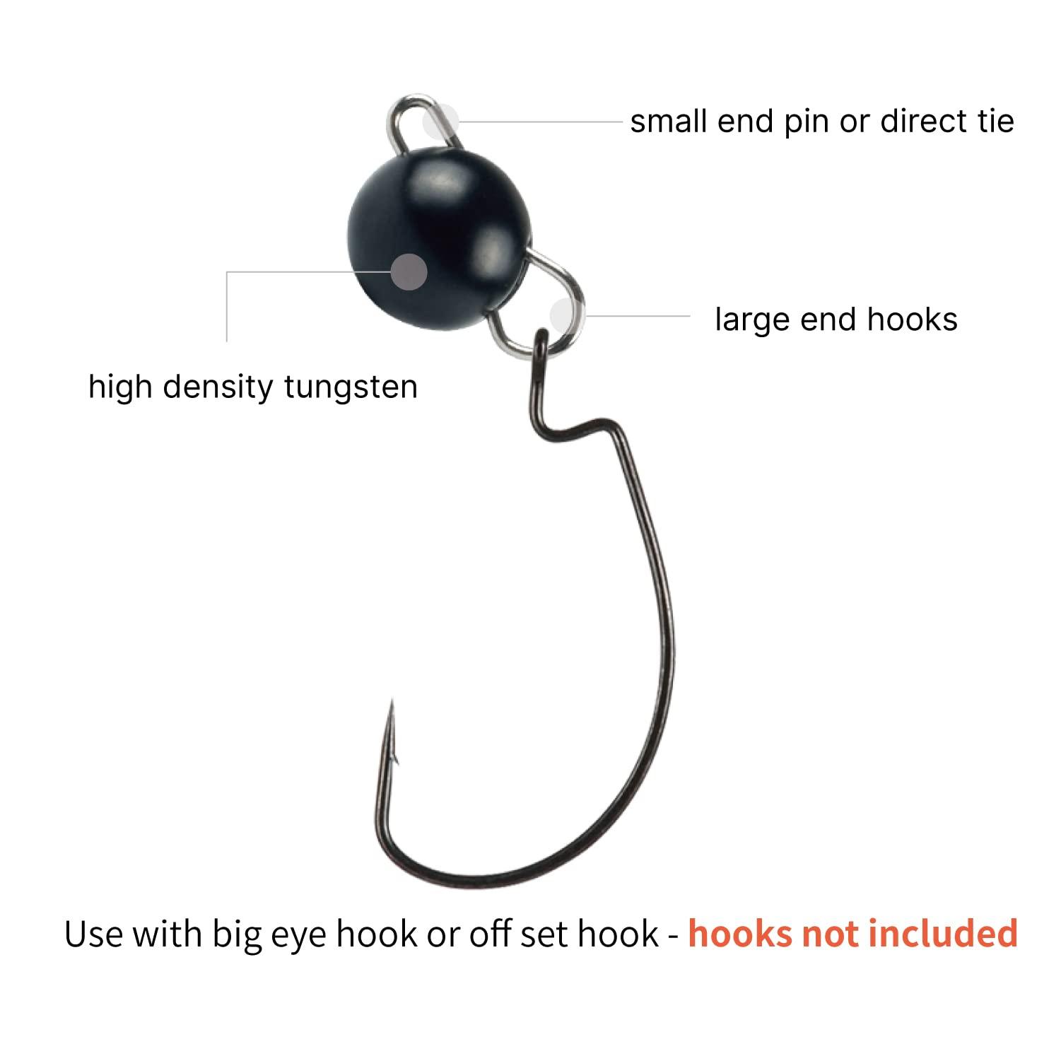 MUUNN MUUNN 10Pcs Tungsten Cheburashka Weights Fishing Sinkers, 1~30g Tungsten Cannonball Jig Head Fishing Weights Tungsten Cheb Rig Weights, Black(3.0g)