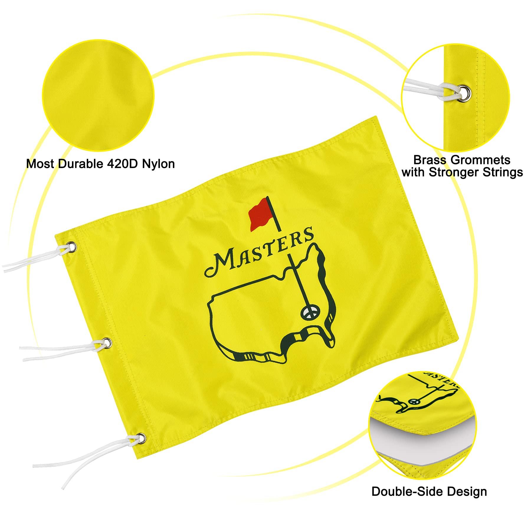 COGOLFING COGOLFING Golf Flag with Grommets, Double-Side Printed Augusta National Flag, 420D Nylon Golf Pin Flags, Putting Green Flags for Golf Course Driving Range Collection, 14\" H x 20\" L, Yellow