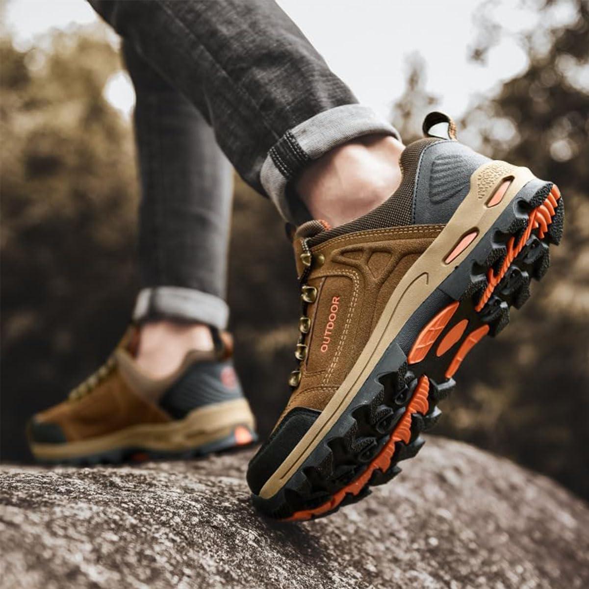 AODGHC AODGHC Duddle Orthopedic Shoes for Men, Duddle Orthopedic Genuine Leather Shoes, Men's Comfy Arch Support Waterproof Lightweight Handmade Orthopedic Walking Shoes Sneakers (Khaki,41/US8)