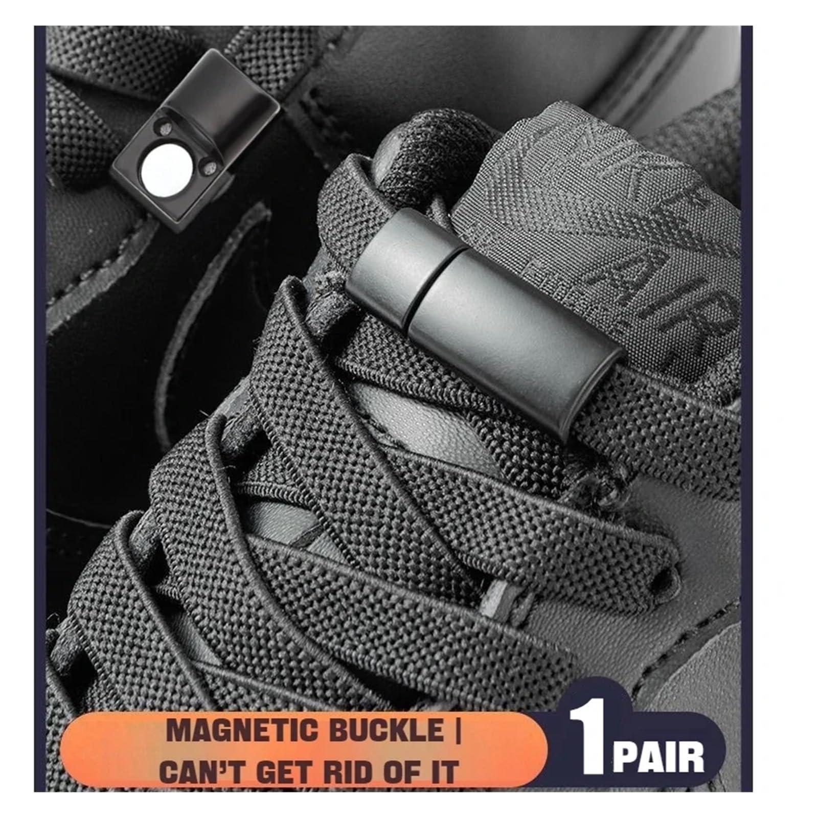 NineFit Basics Lock Shoelaces Without Ties Flat Elastic Laces Sneakers Boots No Tie Shoelace Rubber Bands For Shoes Accessories(Black)