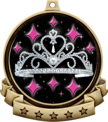 Crown Awards Crown Awards Beauty Queen Medals - 2.5\" Gold Princess Tiara Pageant Medal Award Includes Red White and Blue Neck Ribbon, Great Beauty 50 Pack