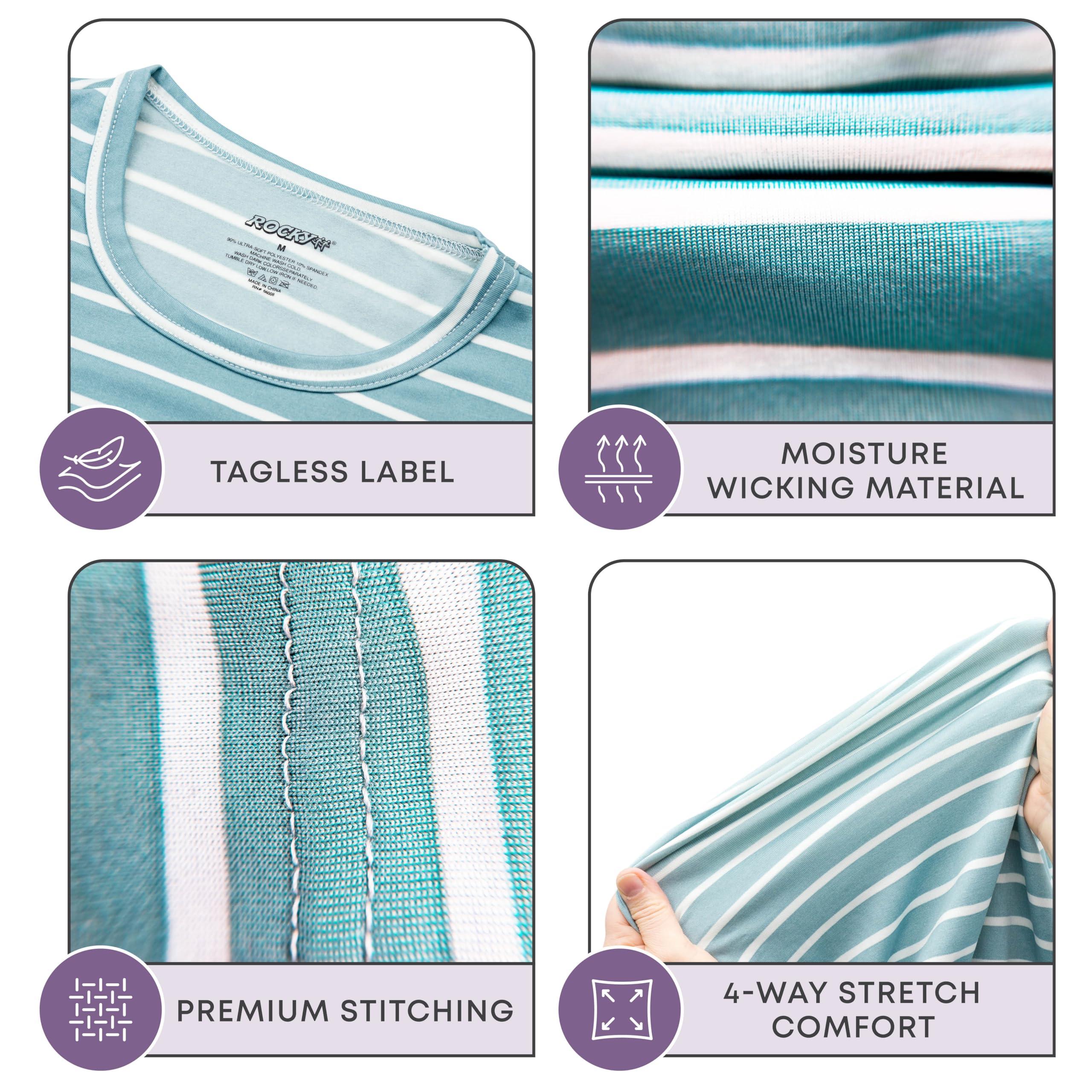 Rocky Rocky Thermal Underwear Kids Girls Thermal Underwear Set Toddler Long Johns kid Thermals Kid Base Layer kids thermals top bottom set Winter Clothes Shirt Pants Ski/Extreme Cold (Seafoam Stripe, XS)