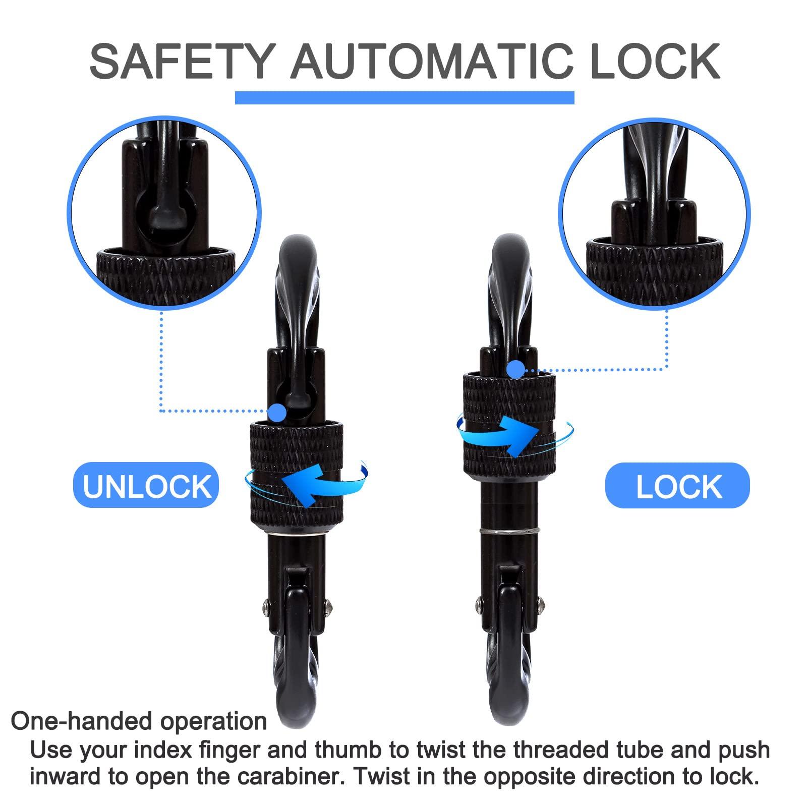 BEIFENG BEIFENG Heavy Duty Lightweight Locking Carabiner Clips D Ring for Camping Hiking Outdoor Gym etc, Carabiner with Lock Small Carabiners for Dog Leash & Harness (Screw Locking 4Pcs)
