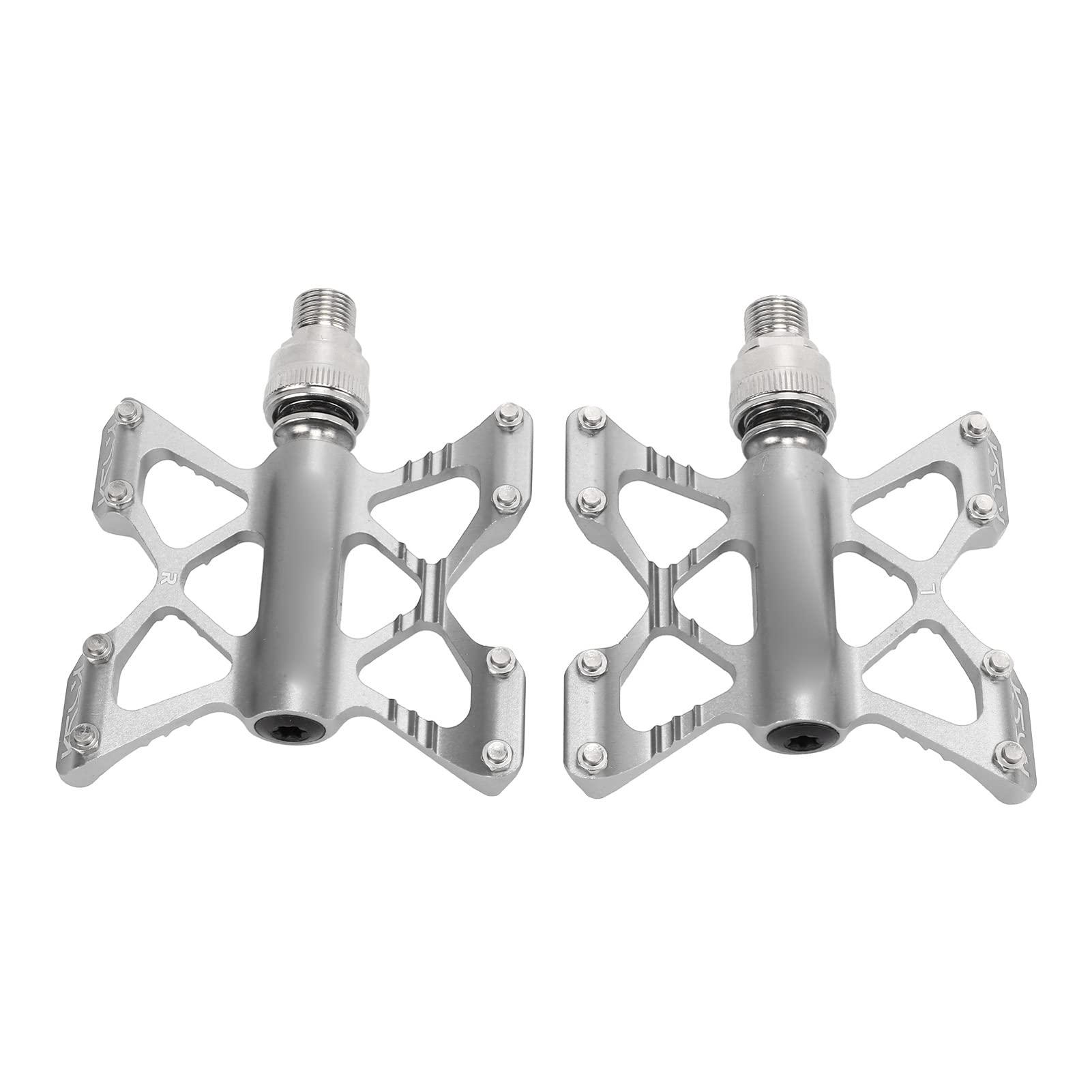 SPYMINNPOO SPYMINNPOO 1 Pair K5 Quick Release Pedals Aluminum Alloy Bike Bearing Pedals for Road Folding Bikes 4 Colors(Silver (Boxed))