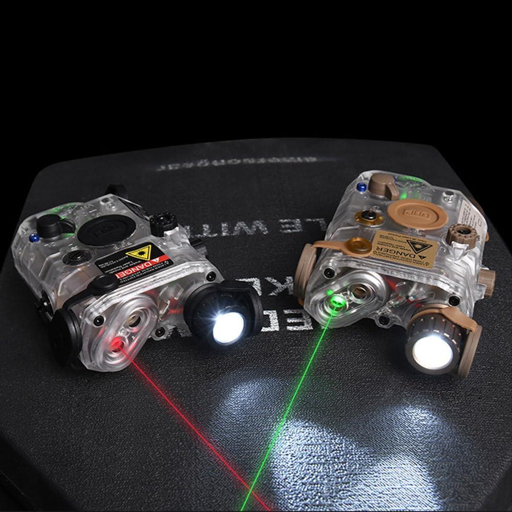 ZTFSETD Plastic LA-C-PEQ15 Box Laser Sights,Box Laser Indicator,Transparent Version,with IR Laser+Red/Green/Blue Laser Sight+Flashlight Whitelight LED,with Pressure Switch,Fit 20mm Rail (Blue Laser DE)