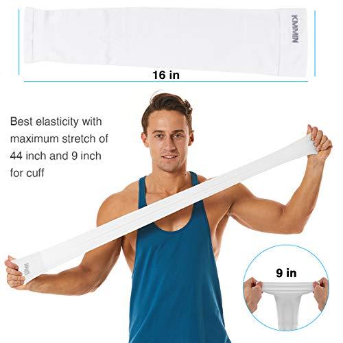 KMMIN KMMIN Arm Sleeves, UV Protection Sleeves for Driving Cycling Golf Basketball Warmer Cooling Arm Sleeves UPF 50 Sunblock Protective Gloves for Men Women Adults Covering Tattoos (2White)