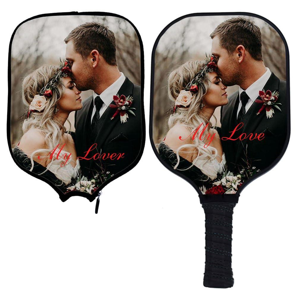 KOALEIU KOALEIU Custom Graphite Pickleball Paddles Set, Personalized Any Photo Text Logo, Perfect First Paddle for Beginners, 1Paddle and 1 Paddles Cover, Darkcyan