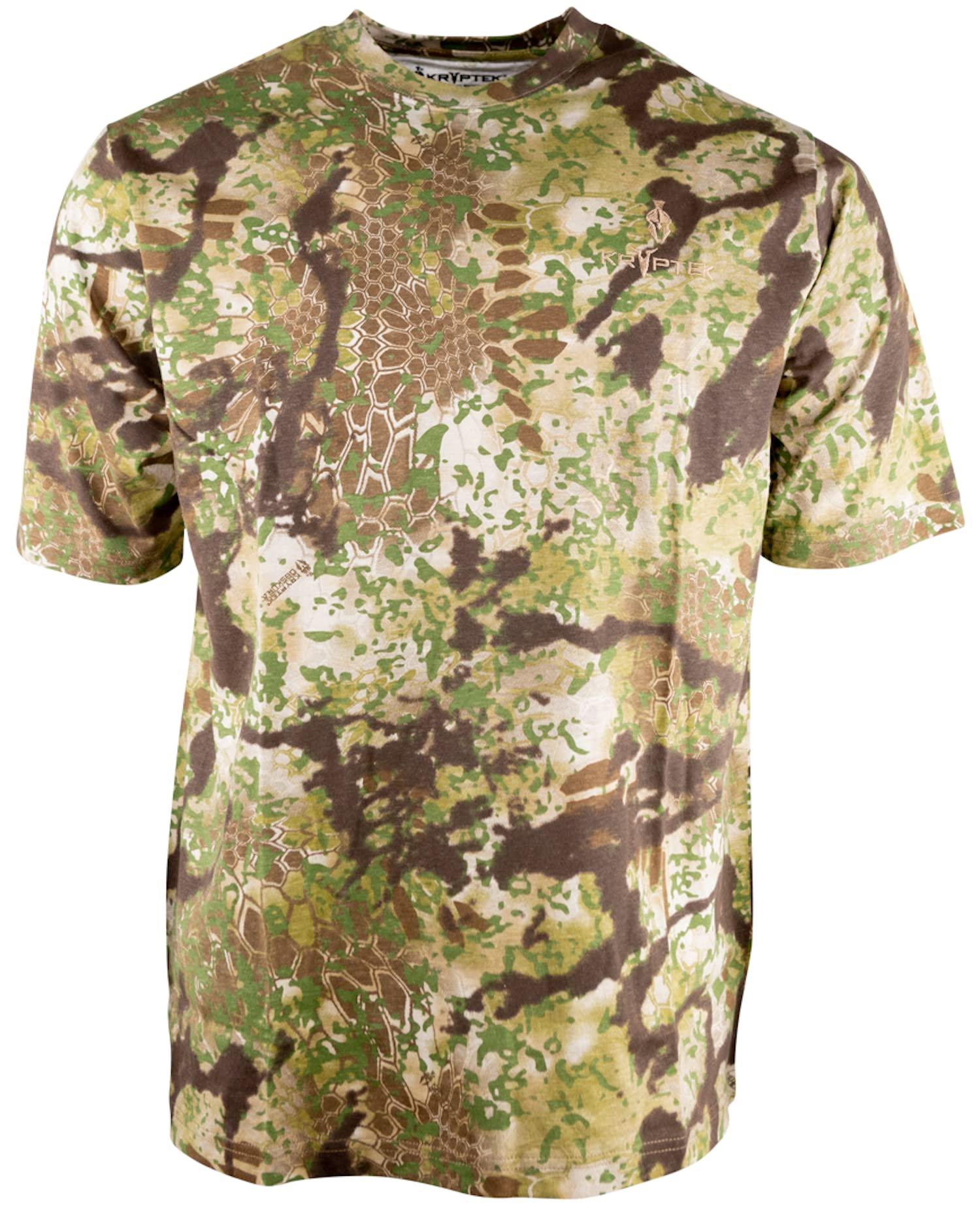Kryptek Kryptek Mens Stalker Short Sleeve Hunting Shirt, 100% Cotton, Stealthy Camo Tee