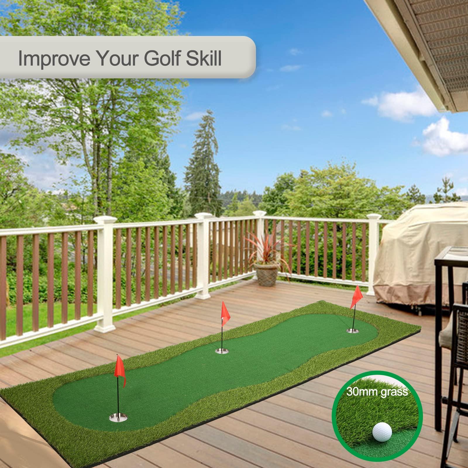 Chriiena Chriiena Golf Putting Green, Practice Putting Green Mat, Large Professional Golfing Training Mat for Indoor Outdoor (3.3X10ft)