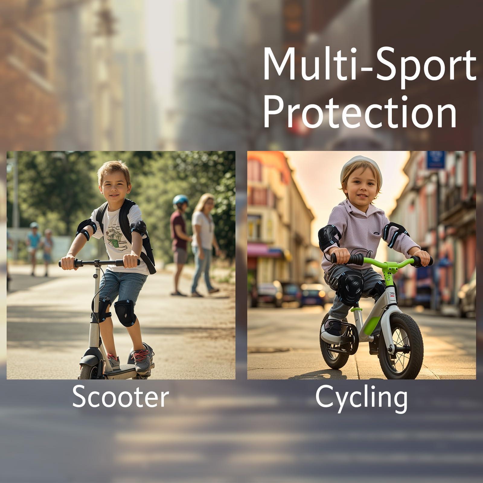 YooxArmor Adjustable Kids Knee Pads Elbow Pads Wrist Guards Set for 3-8 Years Child Protective Gear Set for Roller Skates,BMX,Bike,Cycling, Skateboard, Inline Skating, Scooter Riding Sports,Football