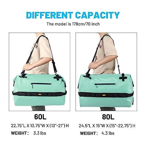 MIER MIER Large Waterproof Duffel Bag Rolltop Dry Backpack Duffle Bags for Kayaking, Rafting, Boating, Swimming, Camping, Travel, Gym, Beach, 80L, Green