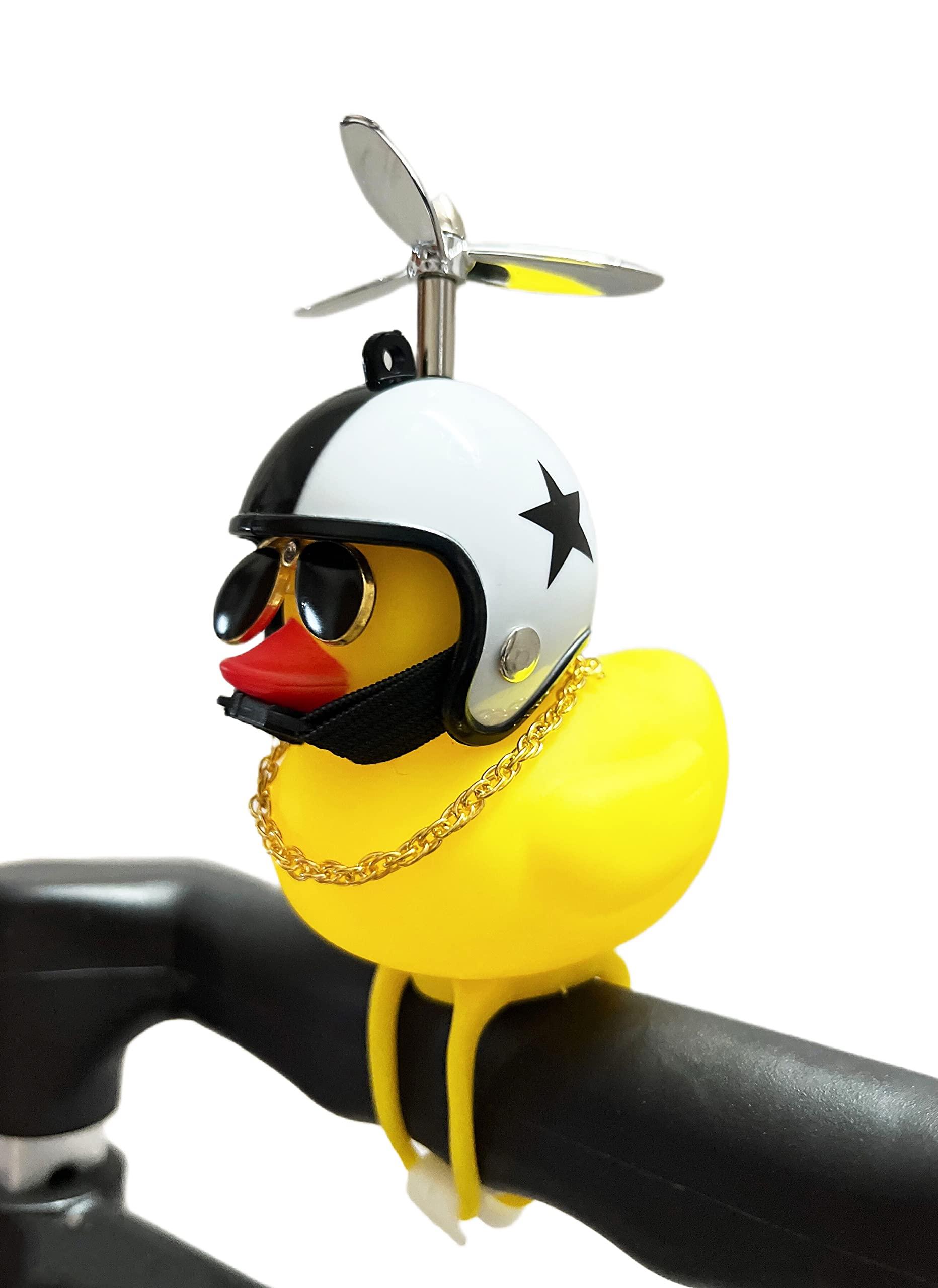 Omeet 2 Pack - Lovely Yellow Duck Bike Bell, Kids Bike Horn, Rubber Yellow Duck Bicycle Accessories with LED Light and Propeller - for Kids Toddler Children Adults Sport Outdoor