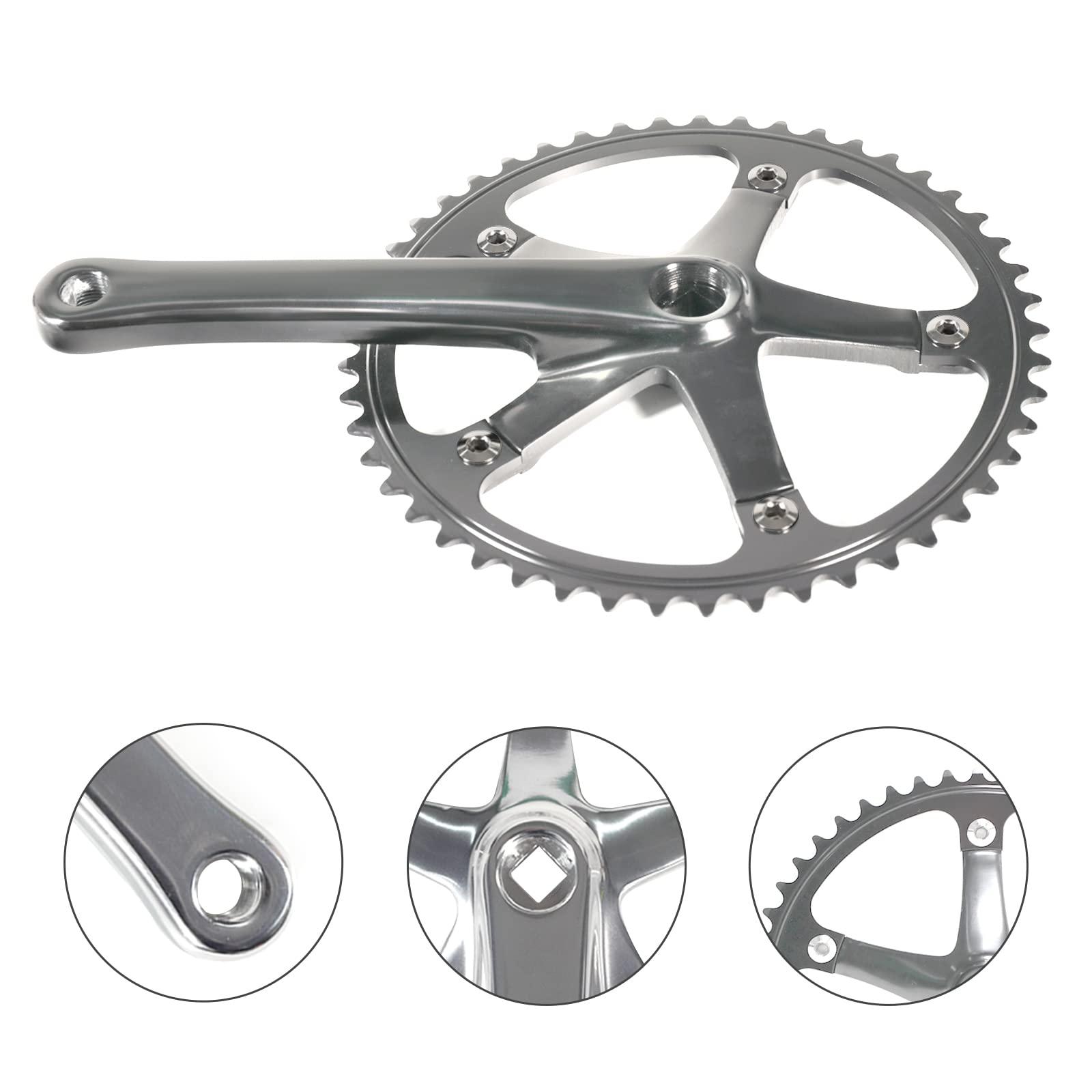 SENQI SENQI Single Speed Bicycle Crankset for Fixed Gear Bikes and Folding Bikes Aluminum Alloy Bike Crank 49T 170mm BCD144mm (Silver)