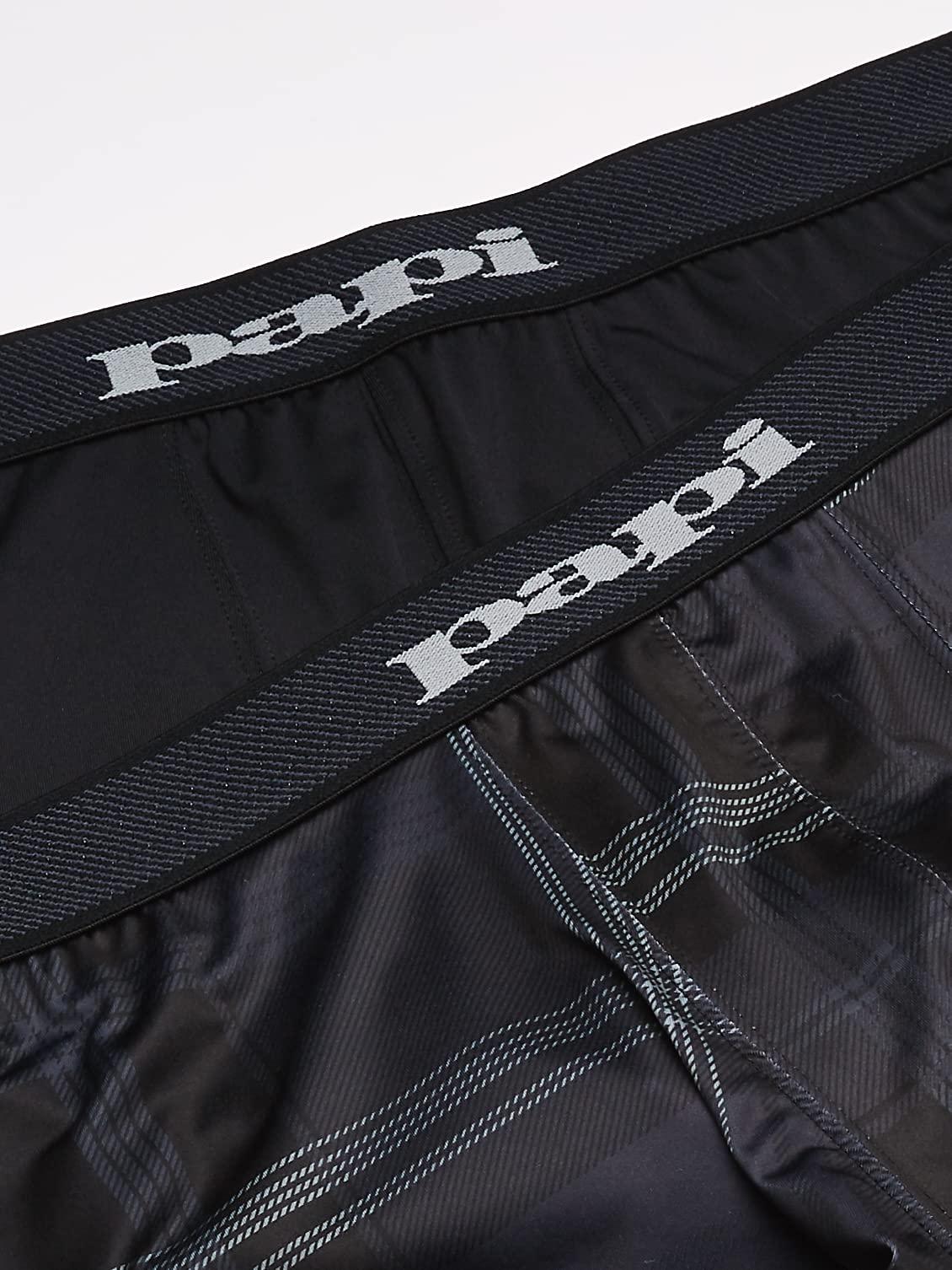 papi papi Men's Brazilian Cool Trunk Boxer Briefs Pack of 2 Comfort Fitting Underwear, Black/Grey, Small