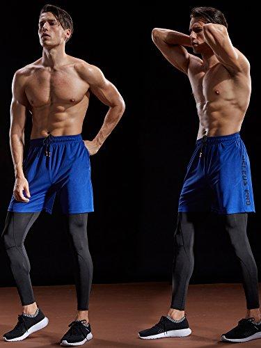 NELEUS NELEUS Men\'s 7\" Workout Running Shorts with Pockets,6056,3 Pack,Black,Grey,Blue,L,EU XL