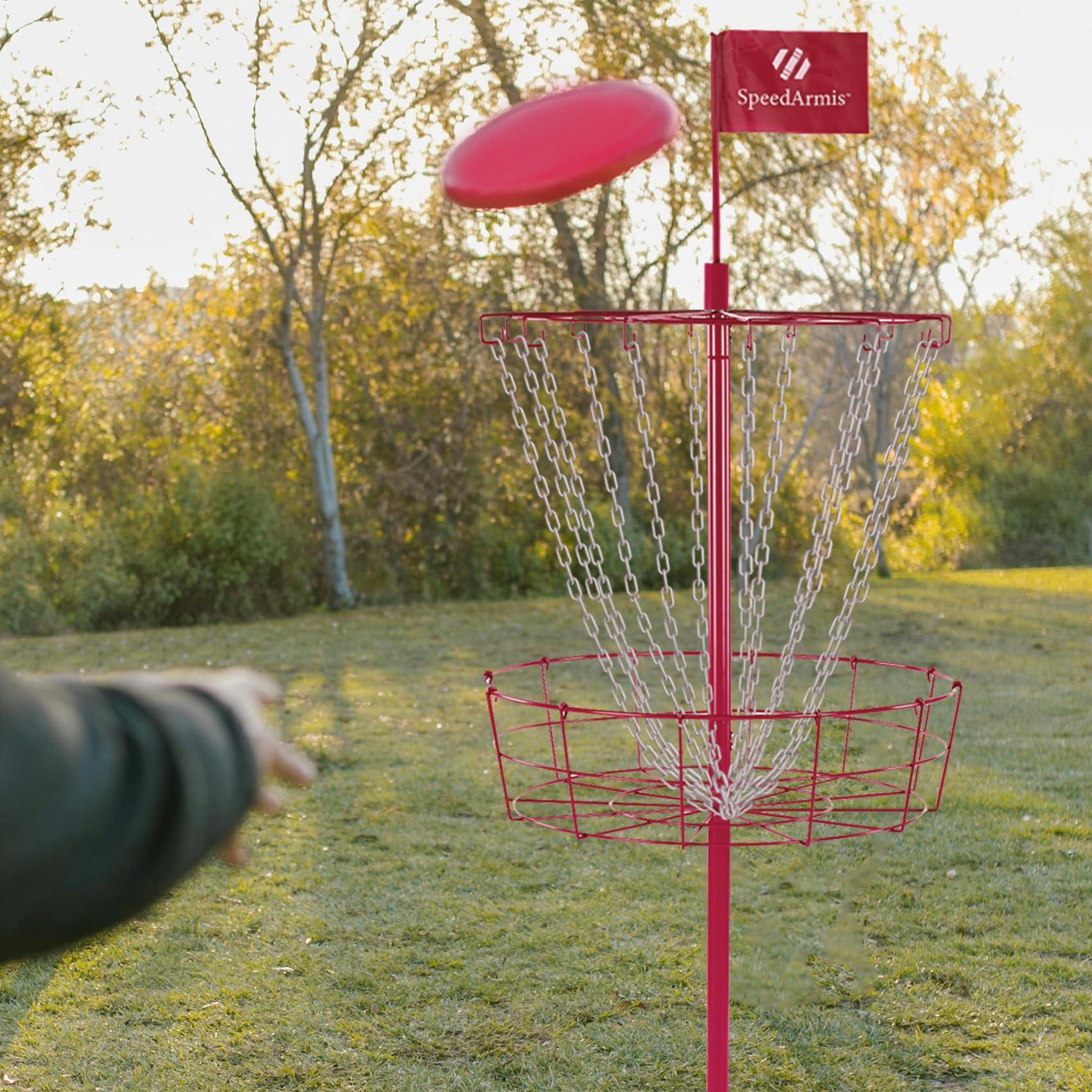 SpeedArmis SpeedArmis Disc Golf Basket Targets - Portable Golf Baskets with Heavy Duty 12 Double Steel Chains, Come with 3pcs Discs