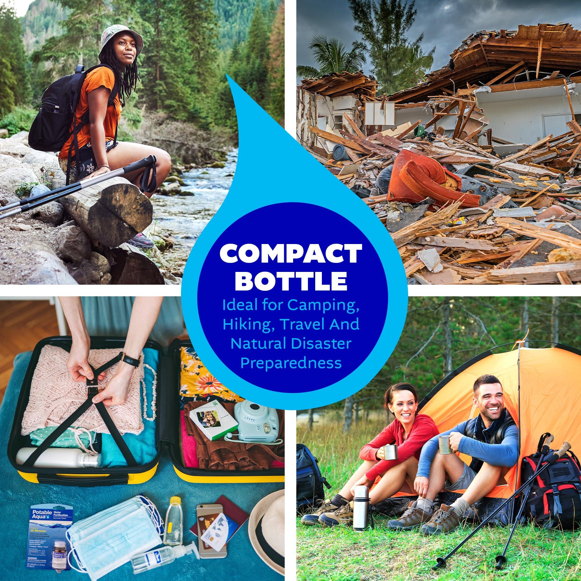 potable aqua Potable Aqua Water Purification Tablets, Portable and Effective Water Purification Solution for Camping, Hiking, Emergencies, Natural Disasters and International Travel, Two 50ct Bottles, Blue