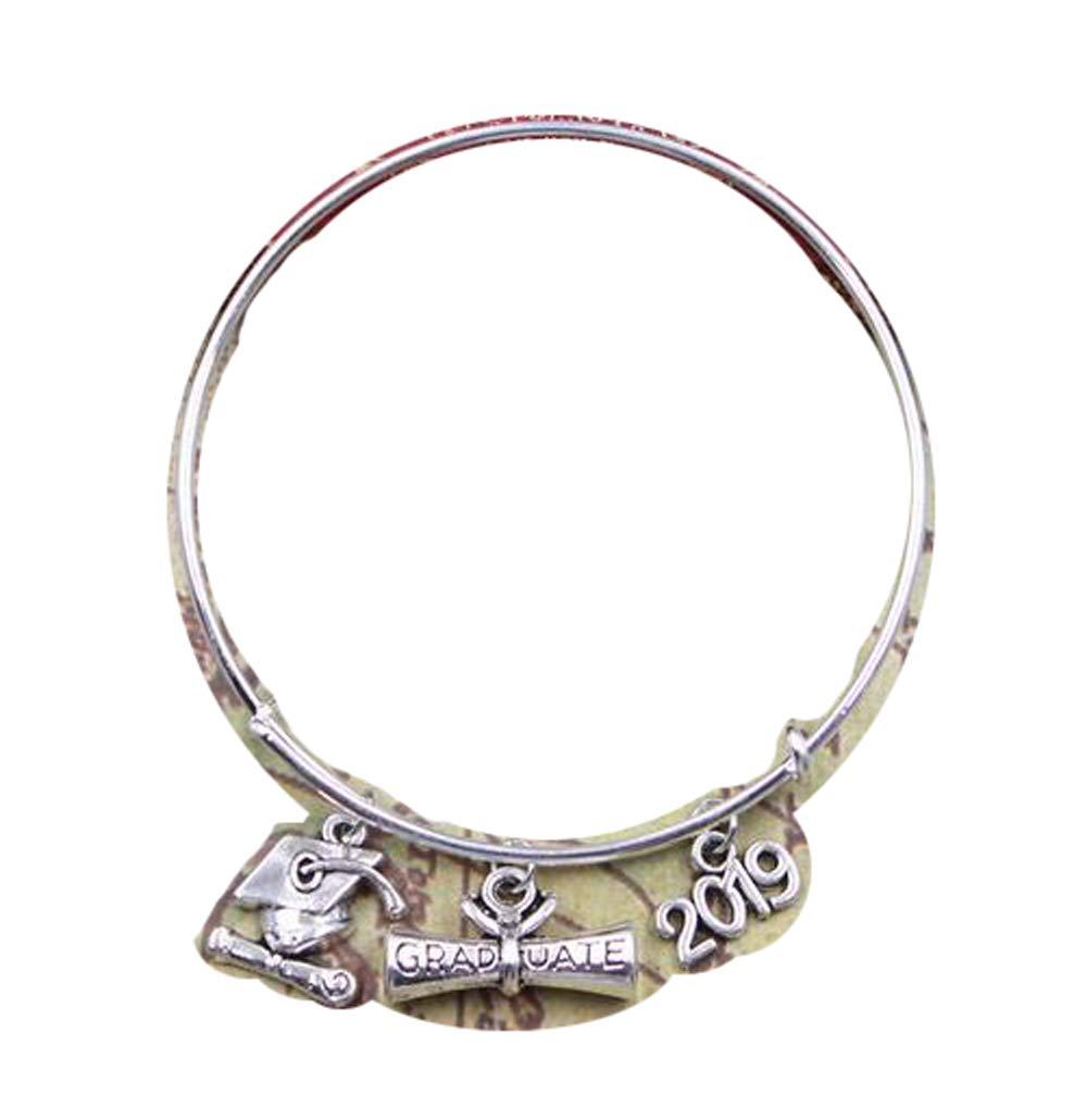 bracelet bracelet Ancient Silver Women Graduate Diploma Graduation Cap 2019 2020 School Charms Accessory Men Bangles Jewelry Gifts (#1)