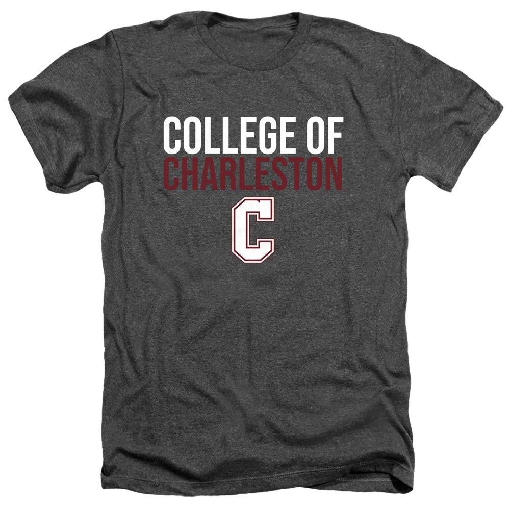 College of Charleston College of Charleston Official Stacked Unisex Adult Heather T Shirt, Charcoal Heather, 3X-Large