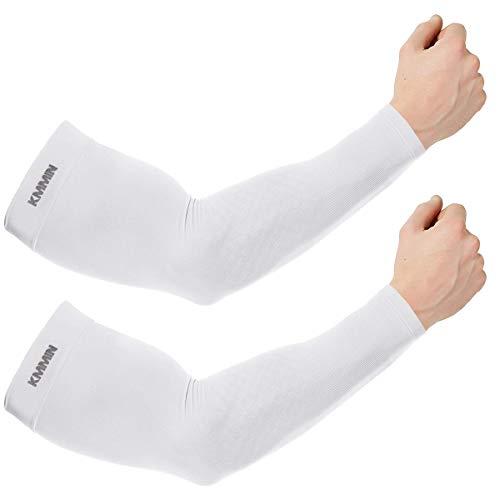 KMMIN KMMIN Arm Sleeves, UV Protection Sleeves for Driving Cycling Golf Basketball Warmer Cooling Arm Sleeves UPF 50 Sunblock Protective Gloves for Men Women Adults Covering Tattoos (2White)