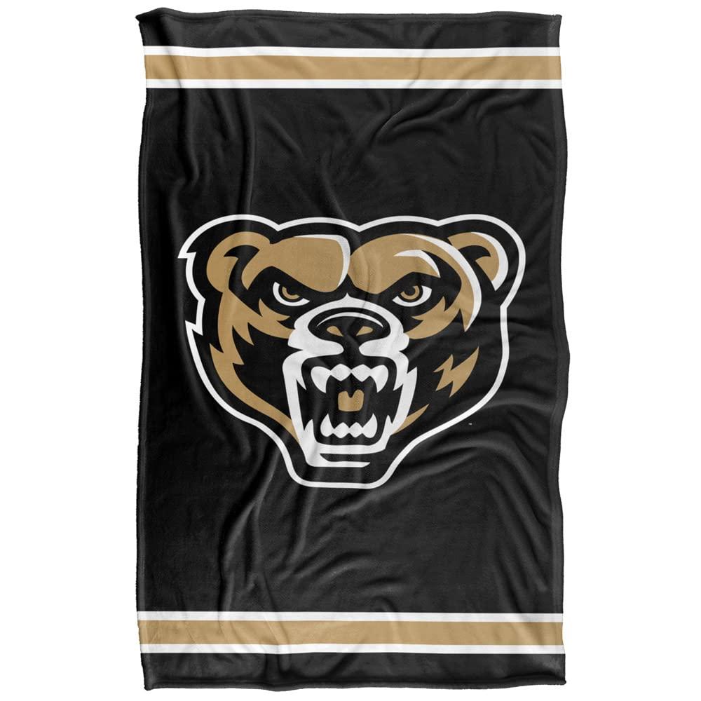 LOGOVISION Oakland University Golden Grizzlies Blanket, 36\"x58\", Primary Logo Stripes, Silky Touch Super Soft Throw