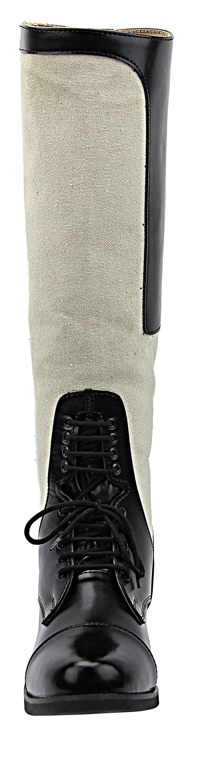 Hispar Hispar Ladies Summer Canvas Field English Horse Riding Boots with Cotton Calf Stylish Fashion Equestrian - Black 6.5 Wide Calf