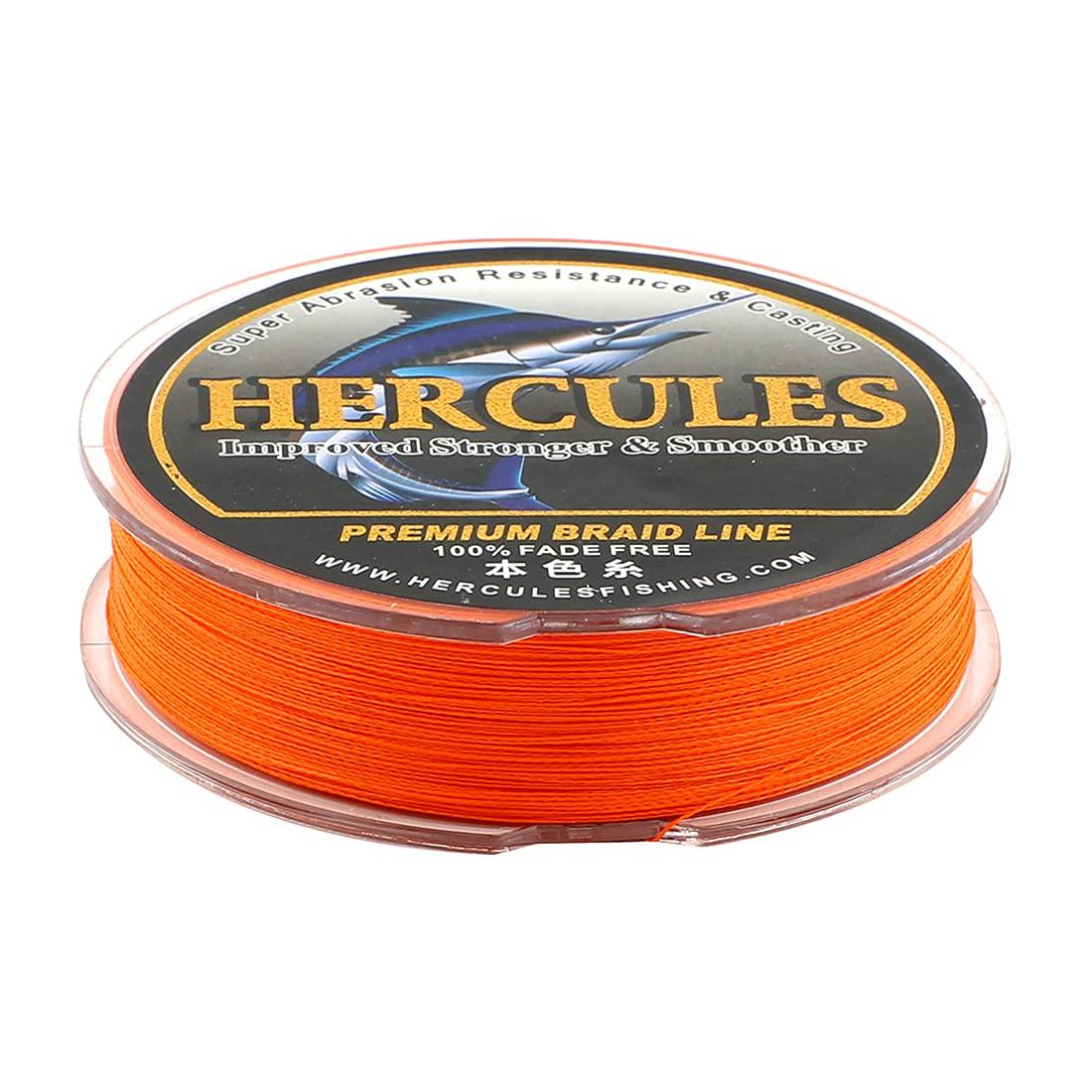 HERCULES HERCULES Braided Fishing Line, Not Fade, 109 Yards PE Lines, 4 Strands Multifilament Fish Line, 50lb Test for Saltwater and Freshwater, Abrasion Resistant, Orange, 50lb, 100m