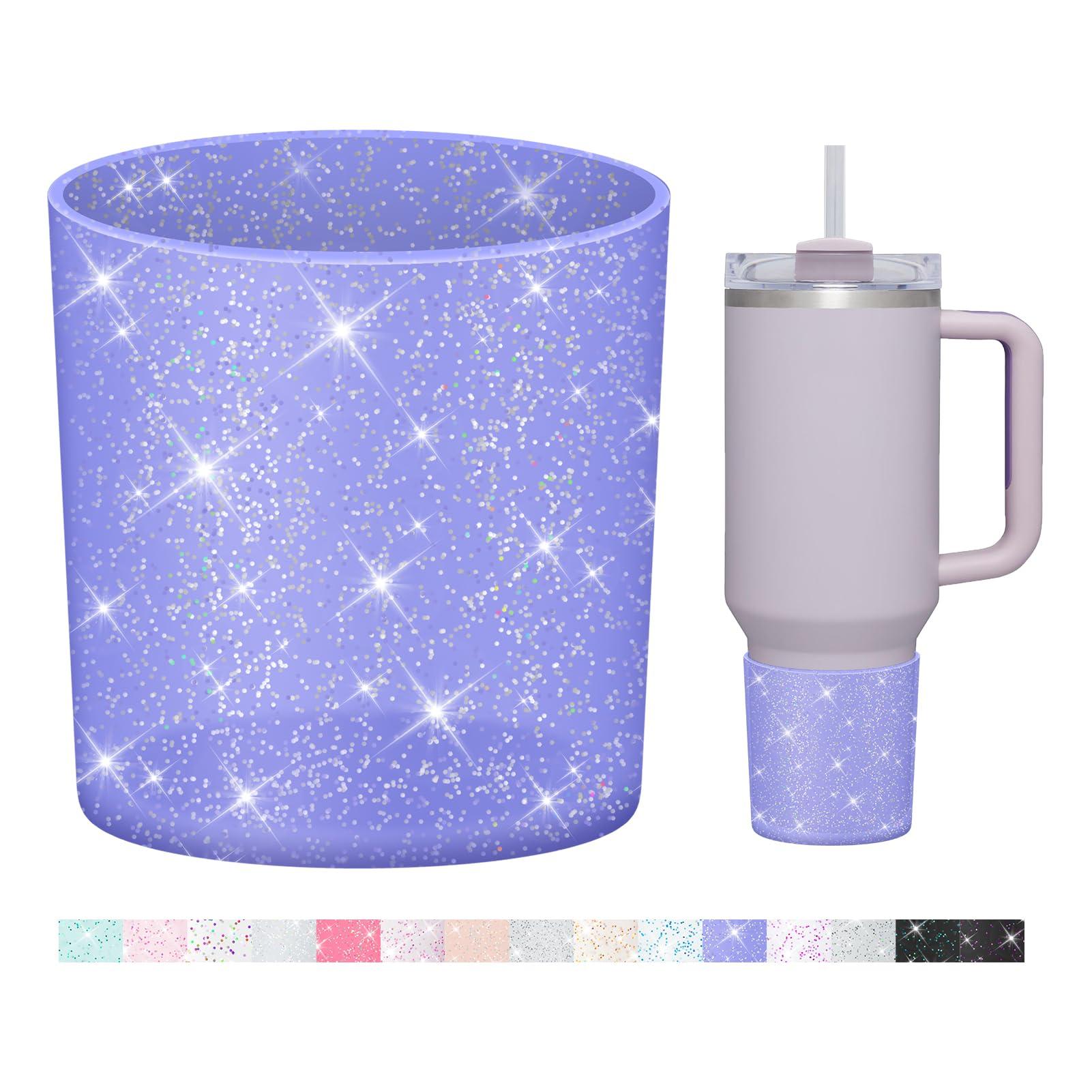 WUQID WUQID Glitter Higher Silicone Boot Compatible with Stanley Quencher H2.0 40oz 30oz 20oz & IceFlow Flip 30oz 20oz, Tumbler Cups Anti-Slip Bottom Sleeve Cover