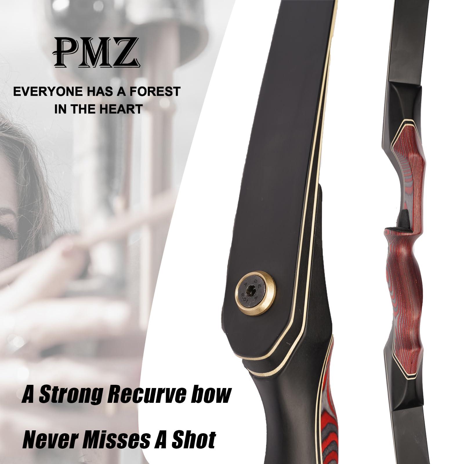 PMZ PMZ Recurve Bow and Arrow Set, Newset Professional Aldults Archery Hunting Bow Kit, 60'' Wooden Takedown Bow, for Youth Beginners to Advanced Outdoor Practice & Hunting, Right Hand, 40 lbs