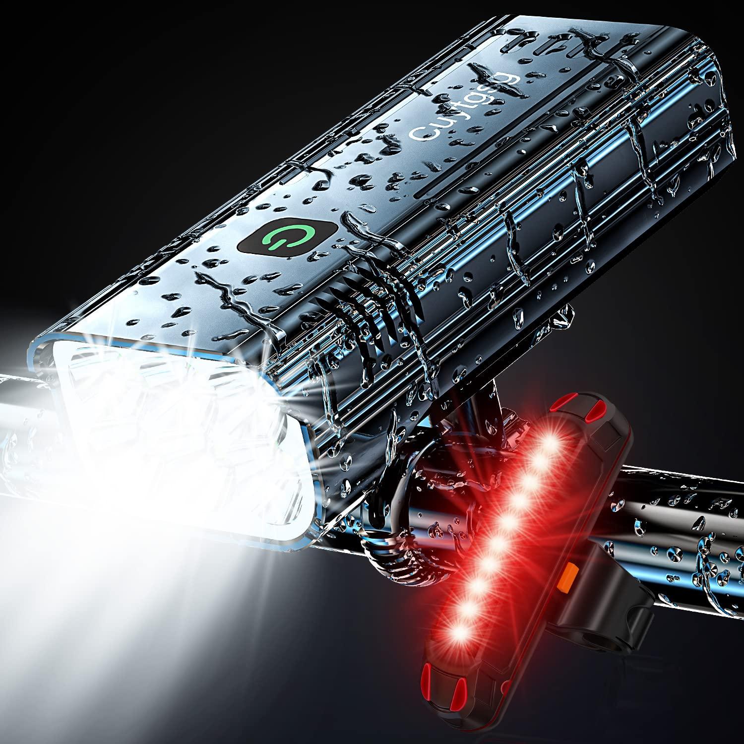 Cuytgsg 2025 New 6 LED 10000 Lumen Super Bright Bike Lights for Night Riding,360Rotatable Bike Headlight,Bicycle Light-10 Modes,Runtime 36+ hrs,Upgrade Waterproof USB Rechargeable Bike Light,with Taillight