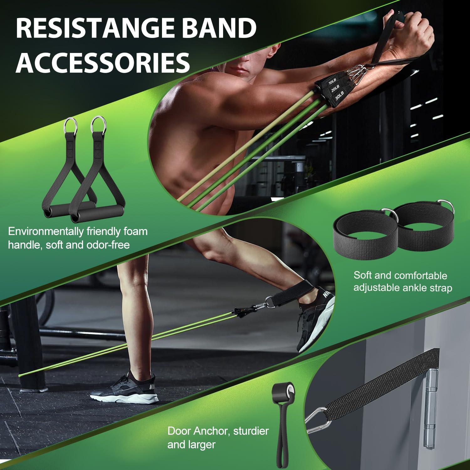 WHATAFIT WHATAFIT Resistance Bands, Exercise BandsResistance Bands for Working Out, Work Out Bands with Handles for Men and Women Fitness, Strength Training Home Gym Equipment