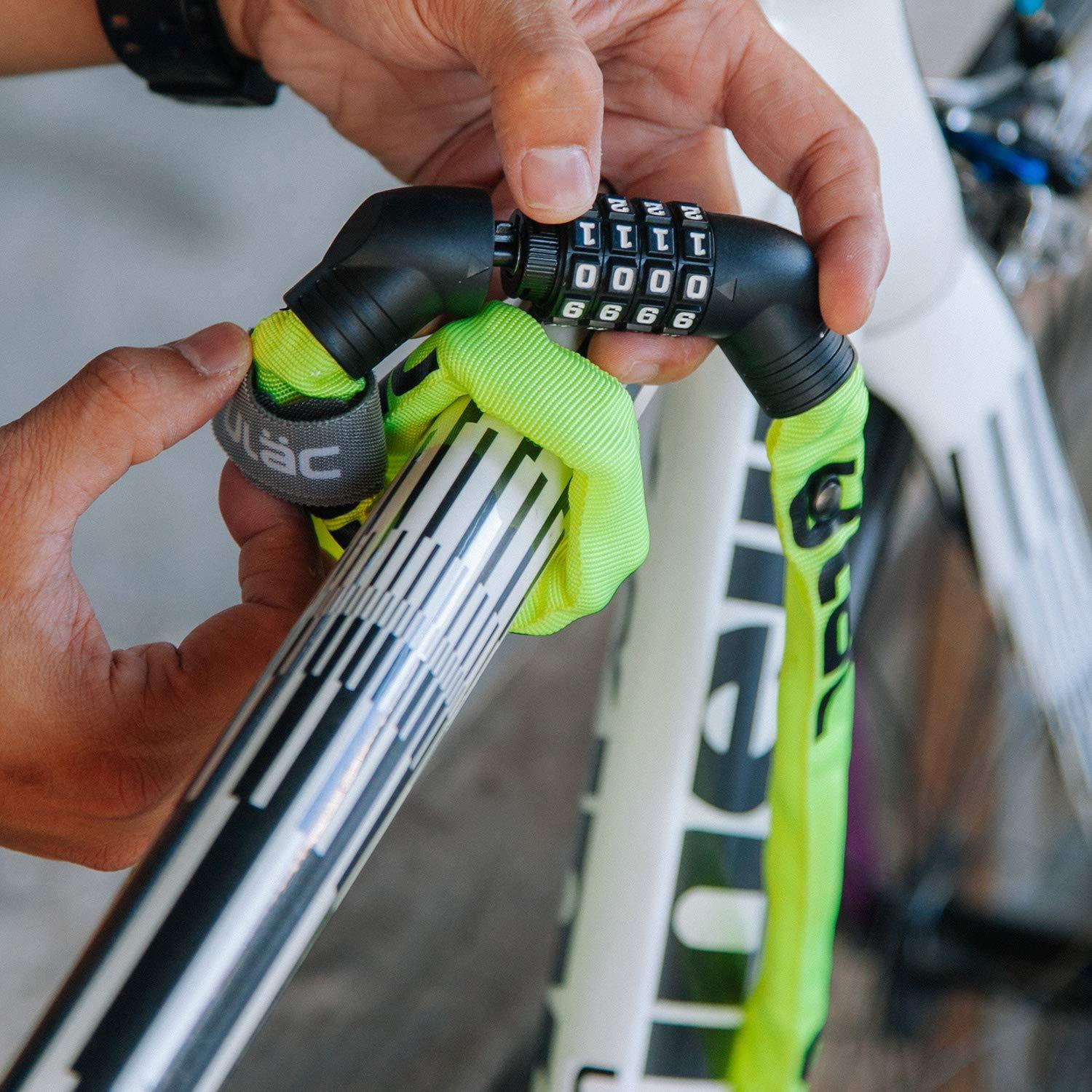 ULAC ULAC Street Fighter Neo Chain Lock Combo, Resettable 4-Digit Combination Anti-Theft Bicycle Lock (Grey)