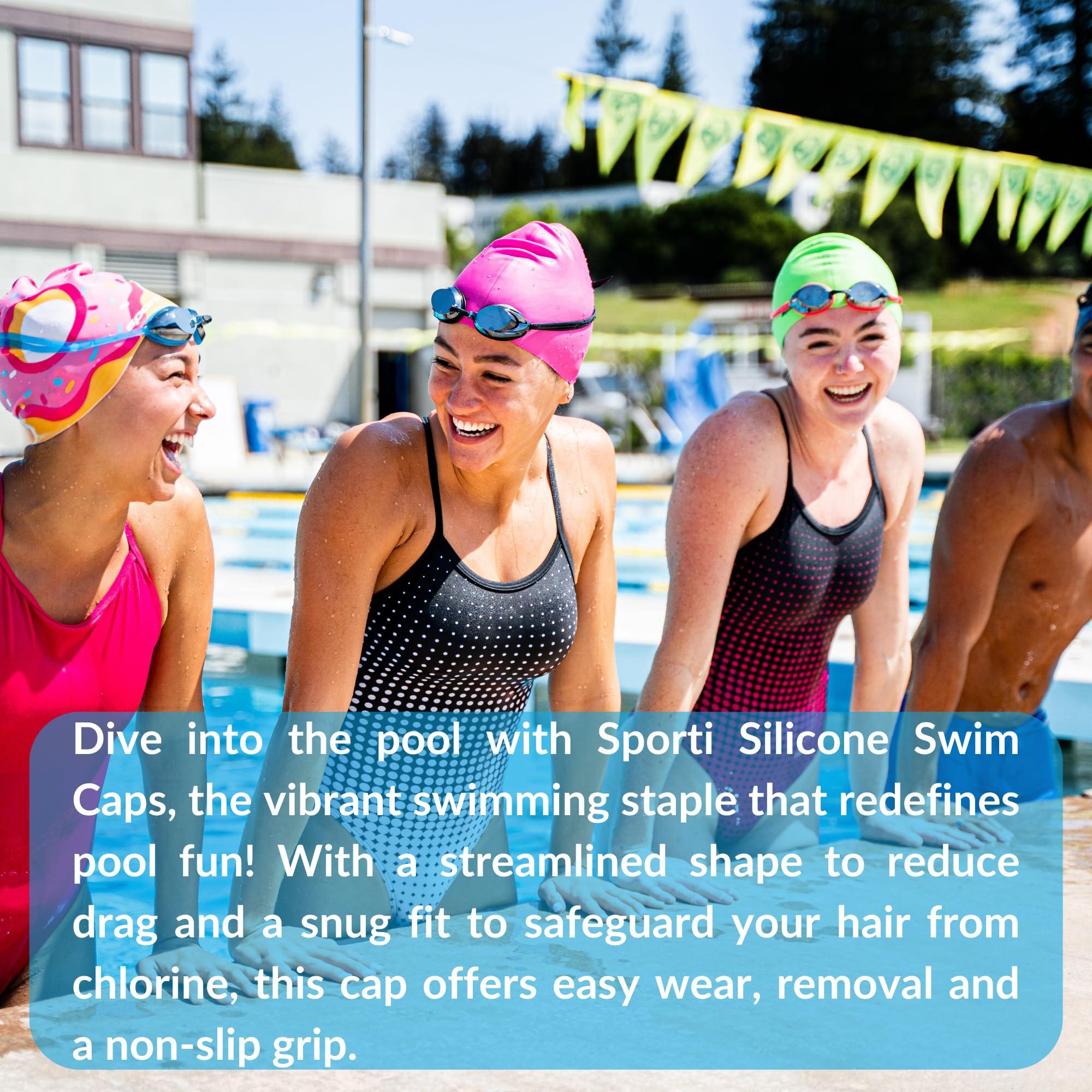 Sporti Sporti Multi Color Silicone Swim Cap - Pink/Yellow Sorbet