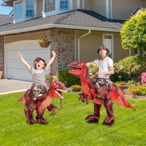 GOOSH GOOSH Inflatable Dinosaur Costume for Kids Halloween Costumes Boys Girls Funny Blow up Costume for Halloween Party Cosplay (7-10Yrs)